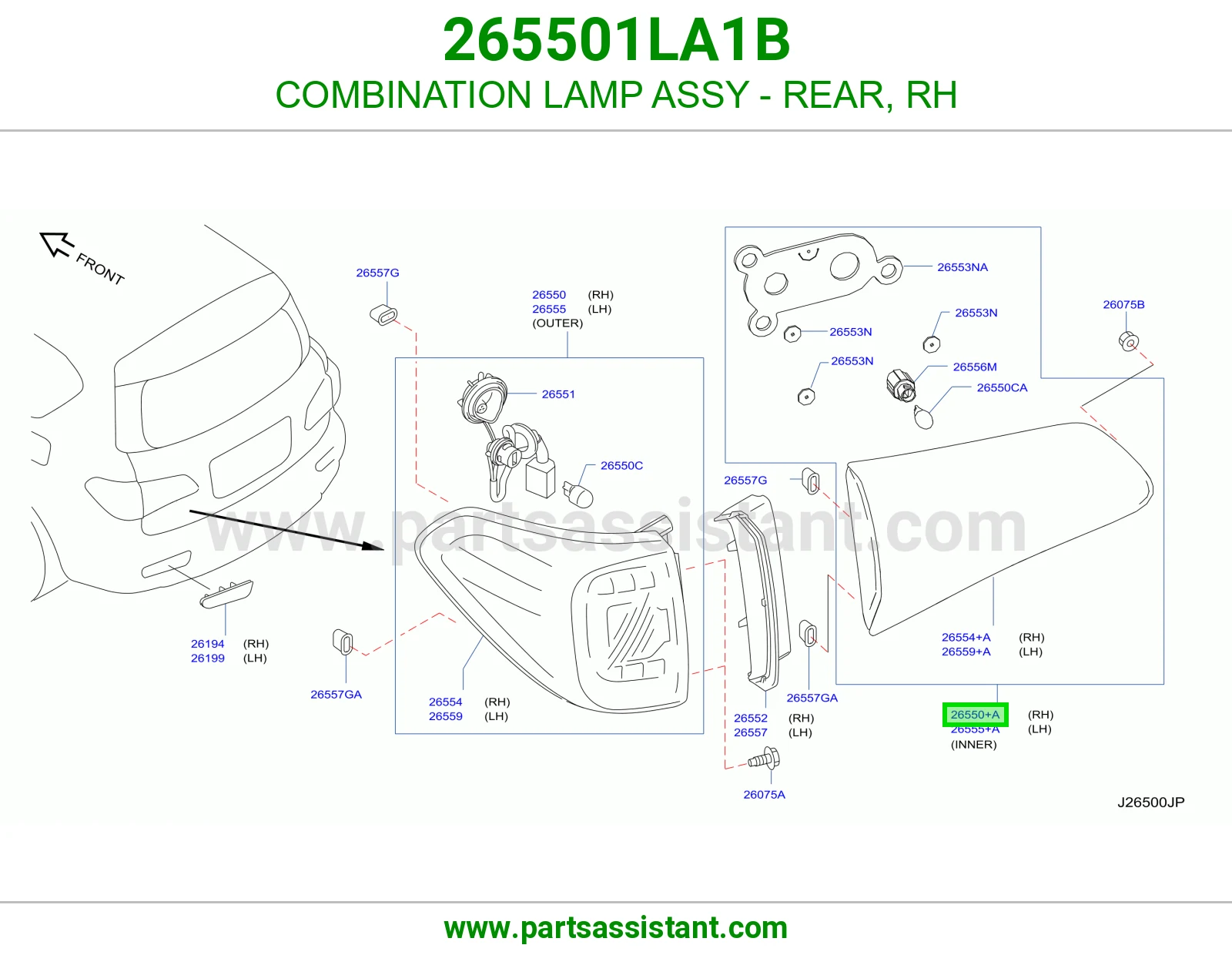 اشاره اسطب خلفي ركن يمين 265501LA1B