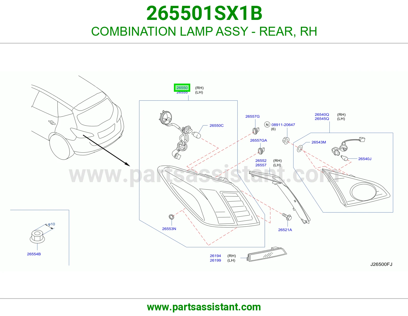 اشاره اسطب خلفي ركن يمين 265501SX1B