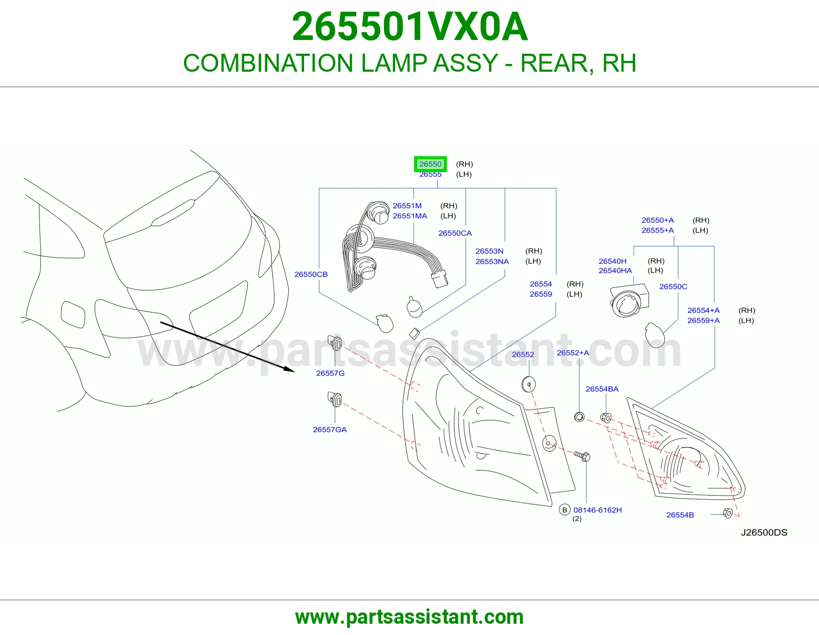 اشاره اسطب خلفي ركن يمين 265501VX0A