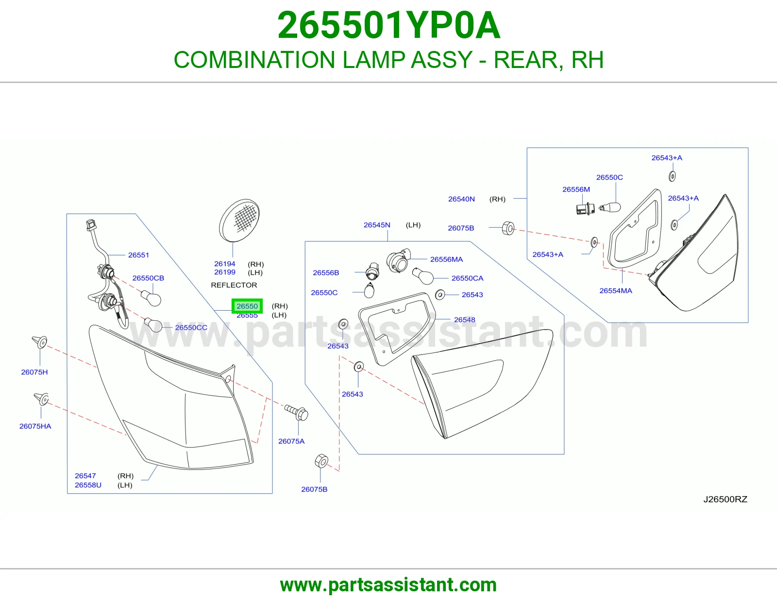 اشاره اسطب خلفي ركن يمين 265501YP0A
