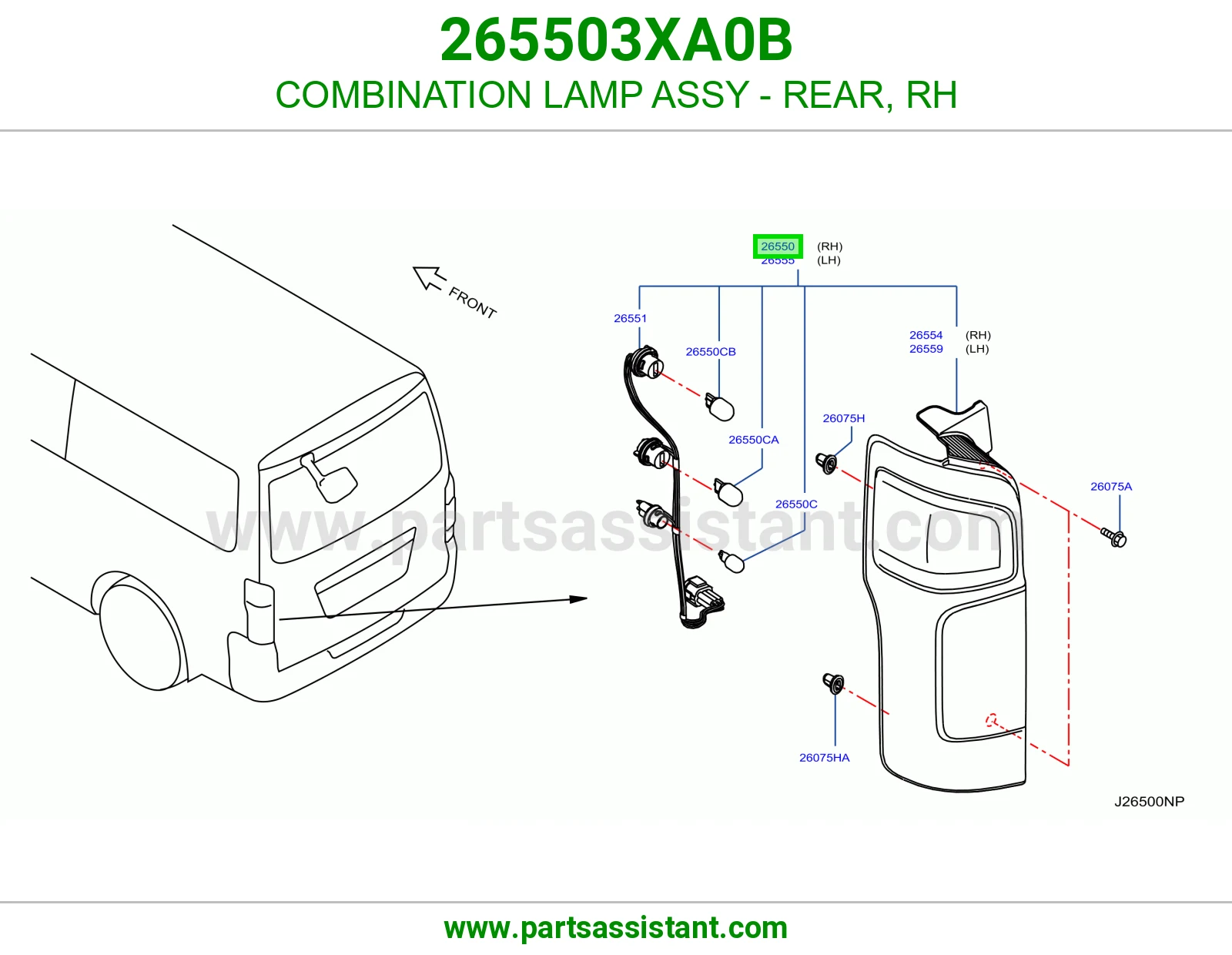 اشاره اسطب خلفي ركن يمين 265503XA0B