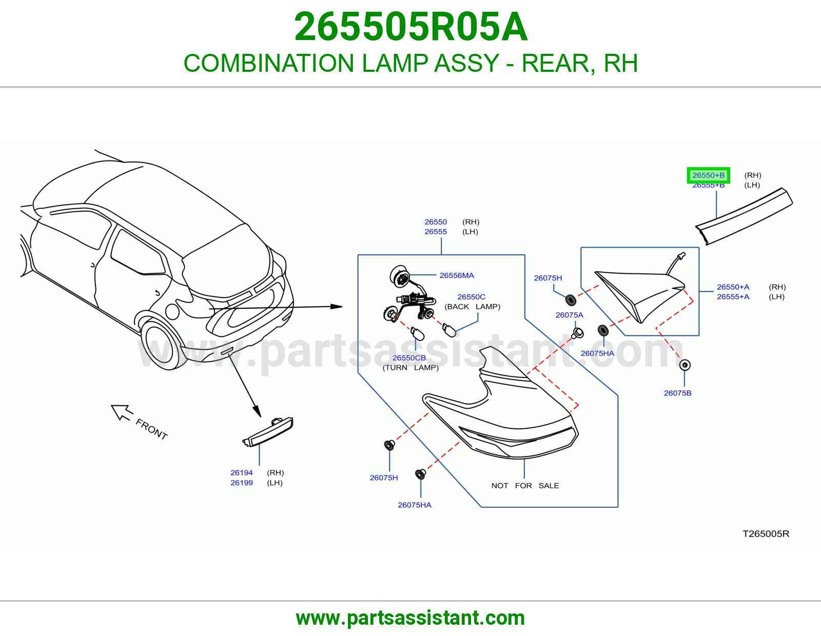اشاره اسطب خلفي ركن يمين 265505R05A