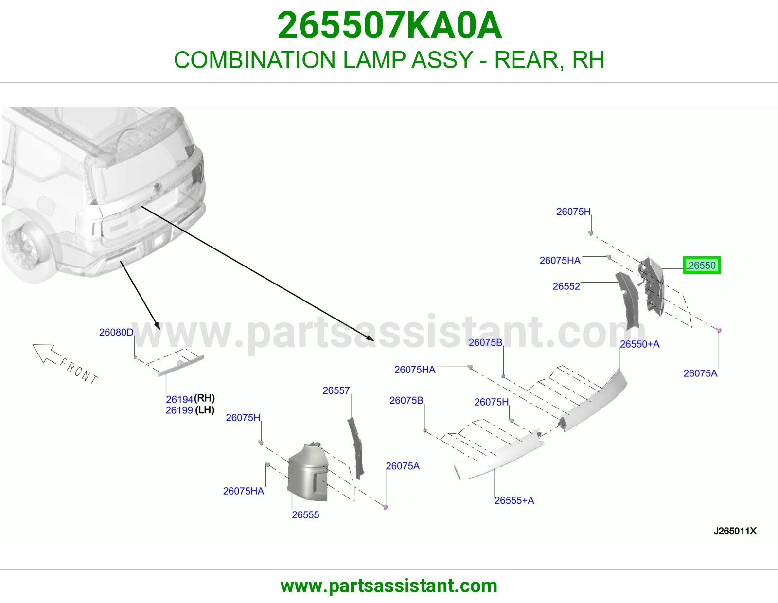 اشاره اسطب خلفي ركن يمين 265507KA0A