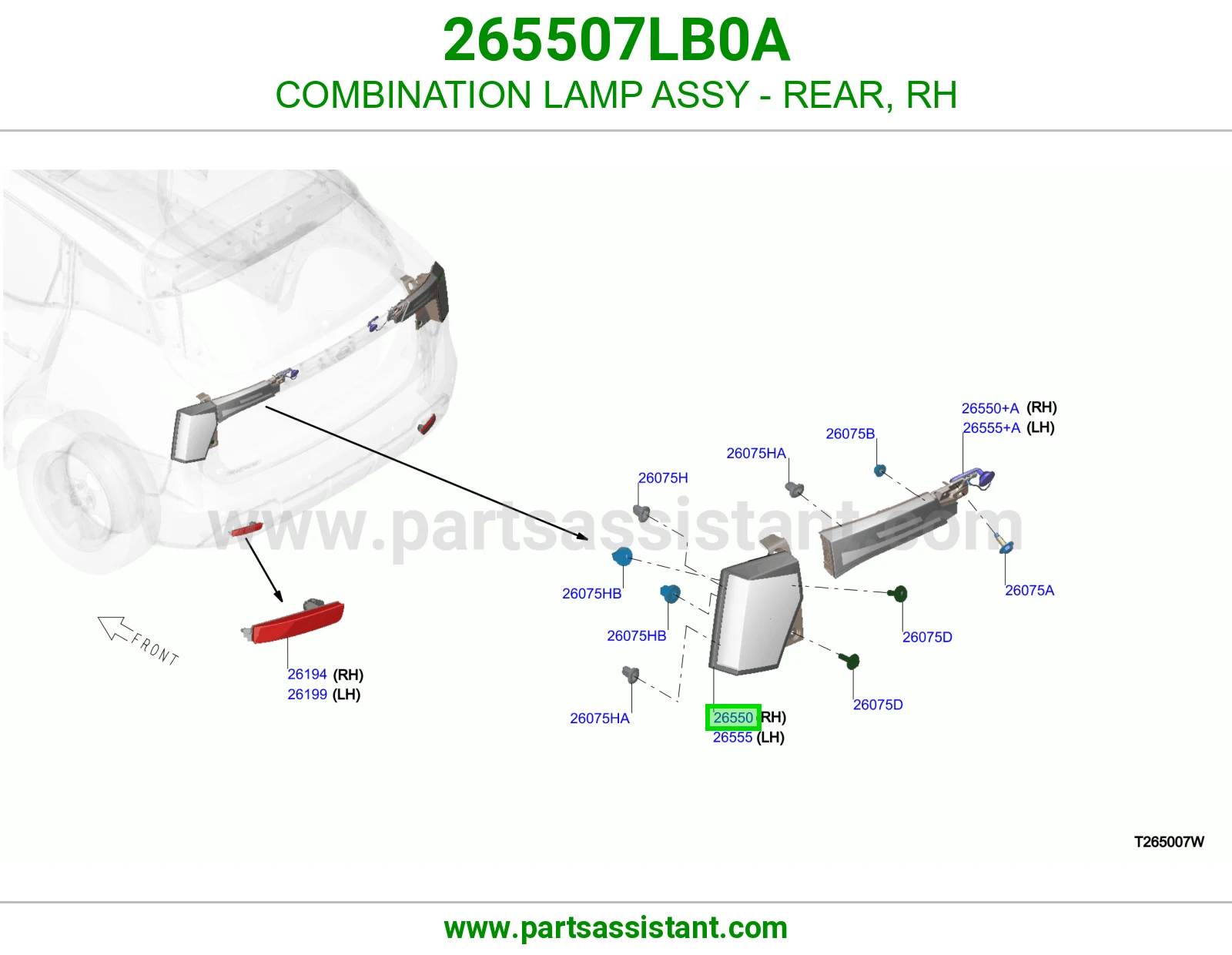 اشاره اسطب خلفي ركن يمين 265507LB0A