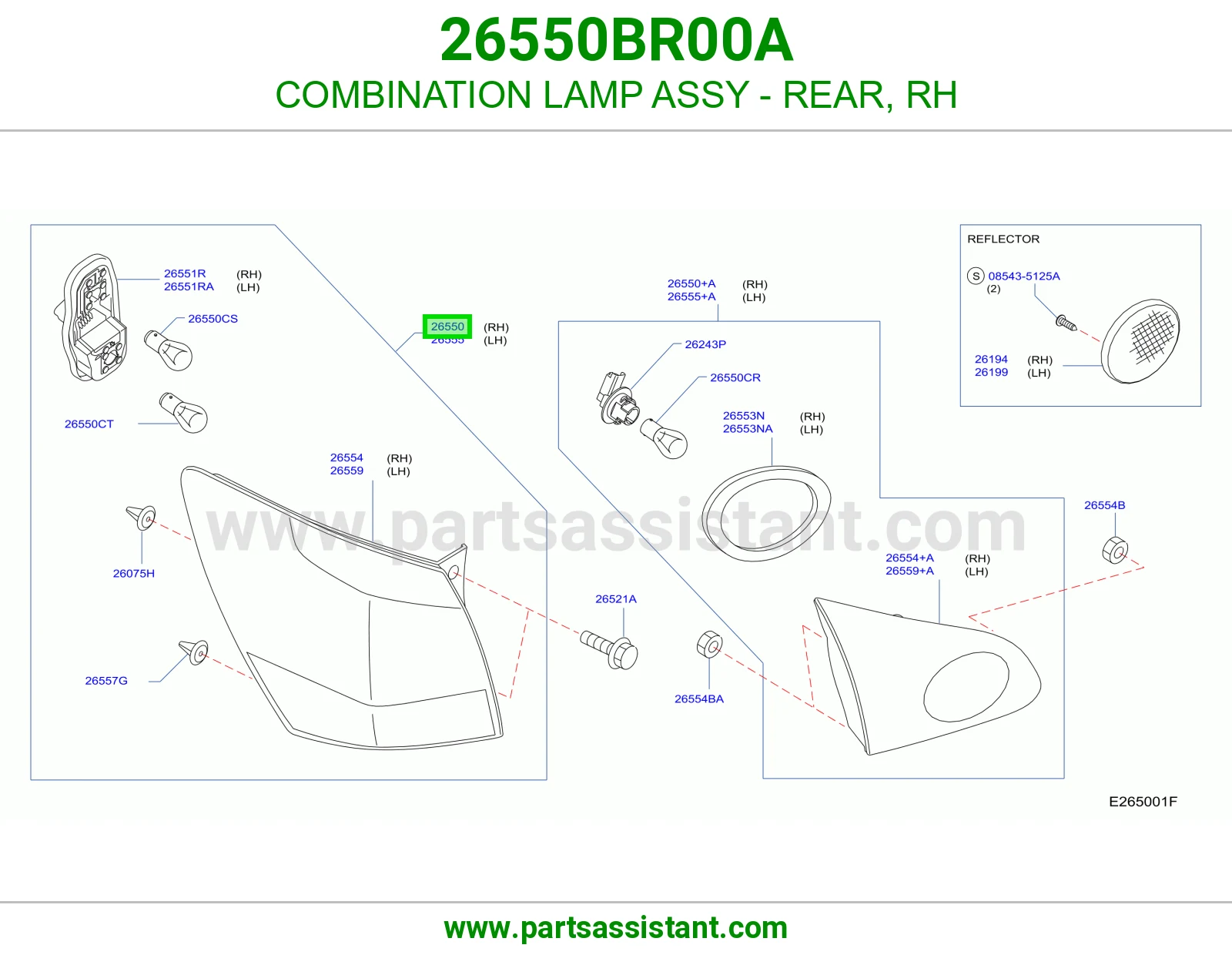 اشاره اسطب خلفي ركن يمين 26550BR00A