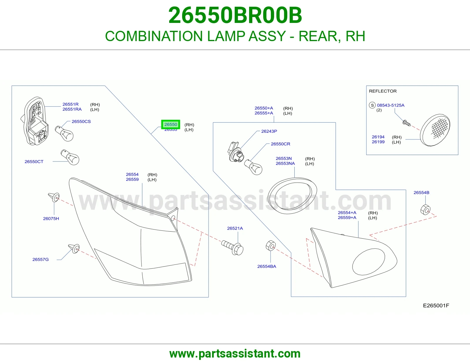 اشاره اسطب خلفي ركن يمين 26550BR00B
