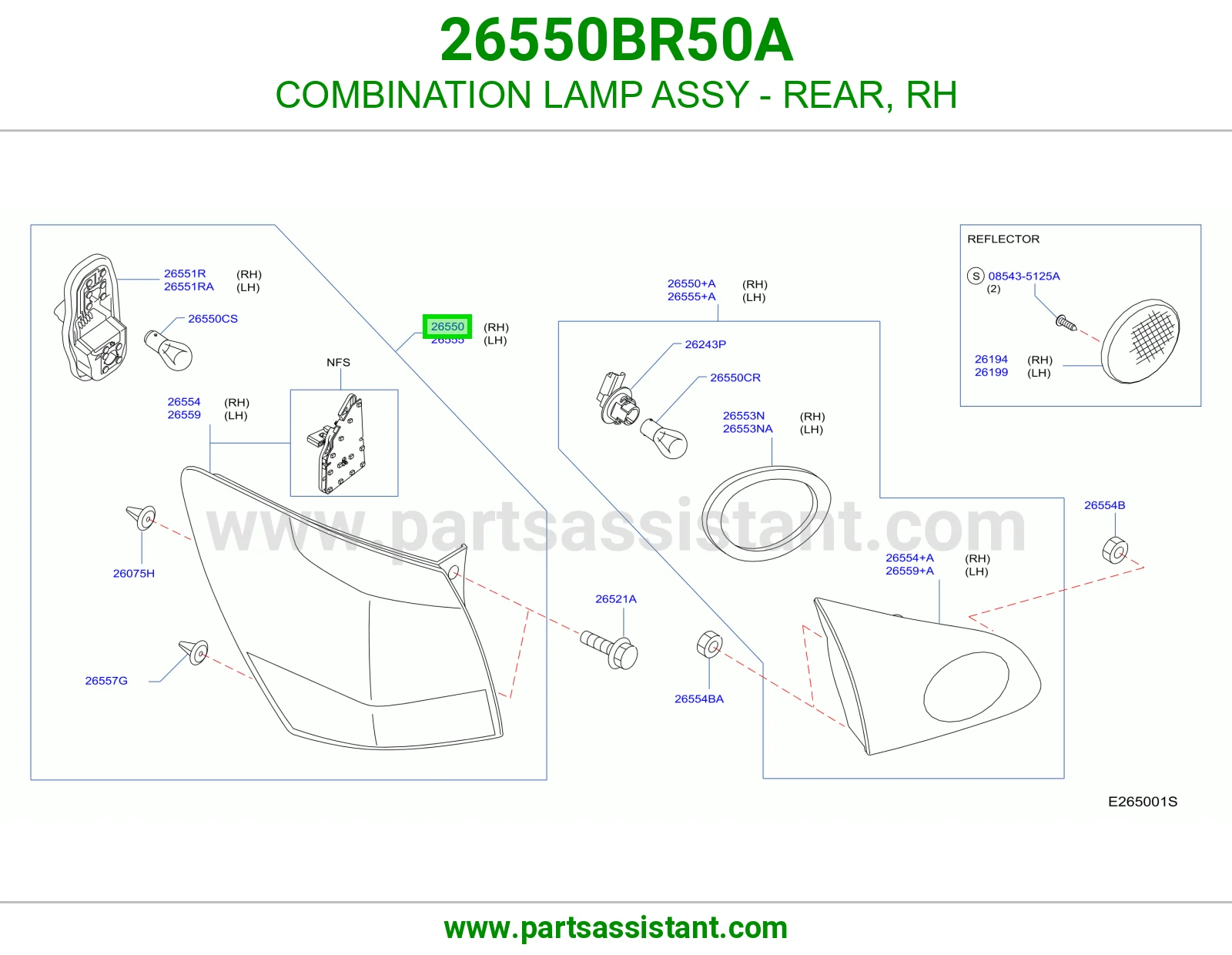 اشاره اسطب خلفي ركن يمين 26550BR50A