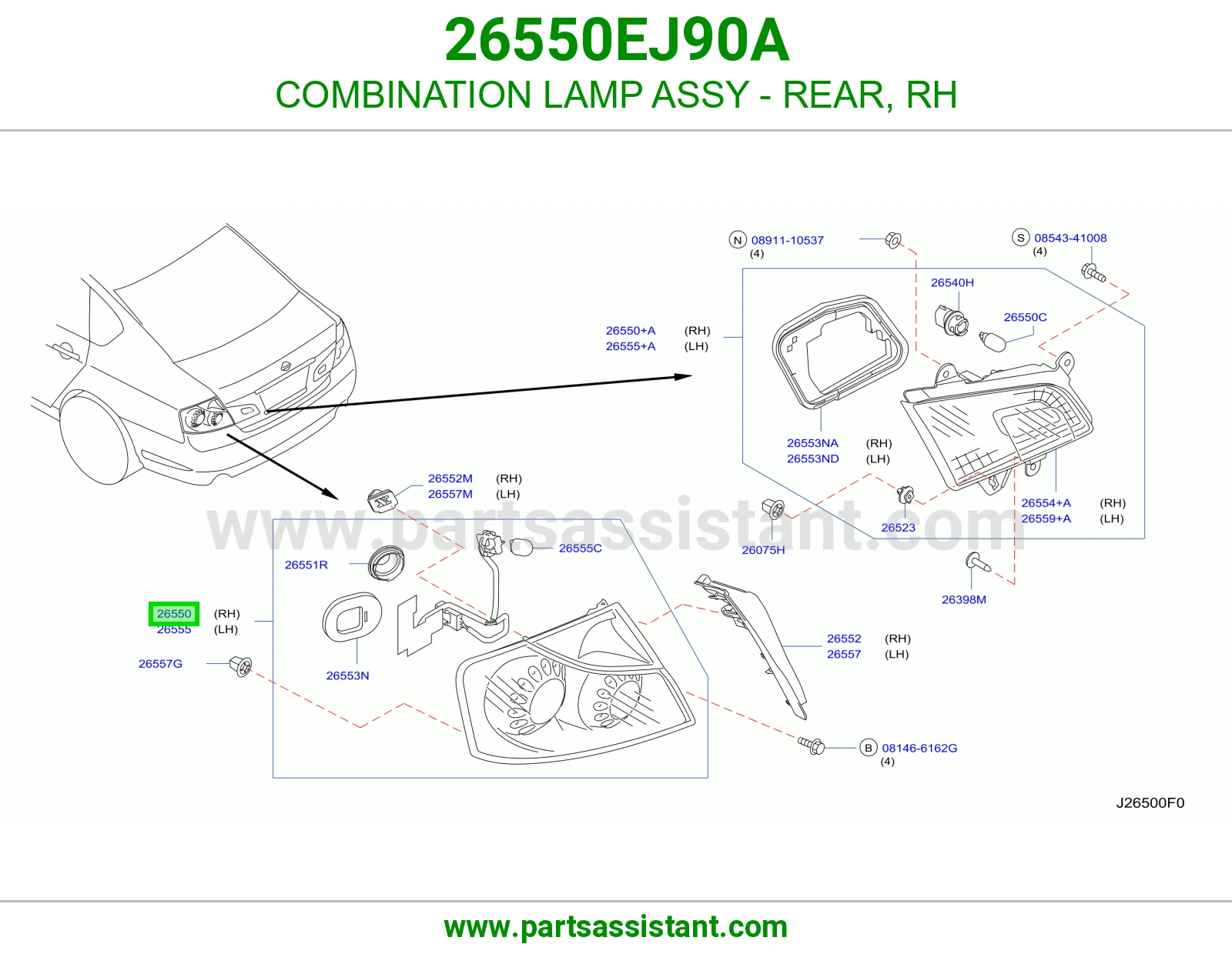 اشاره اسطب خلفي ركن يمين 26550EJ90A