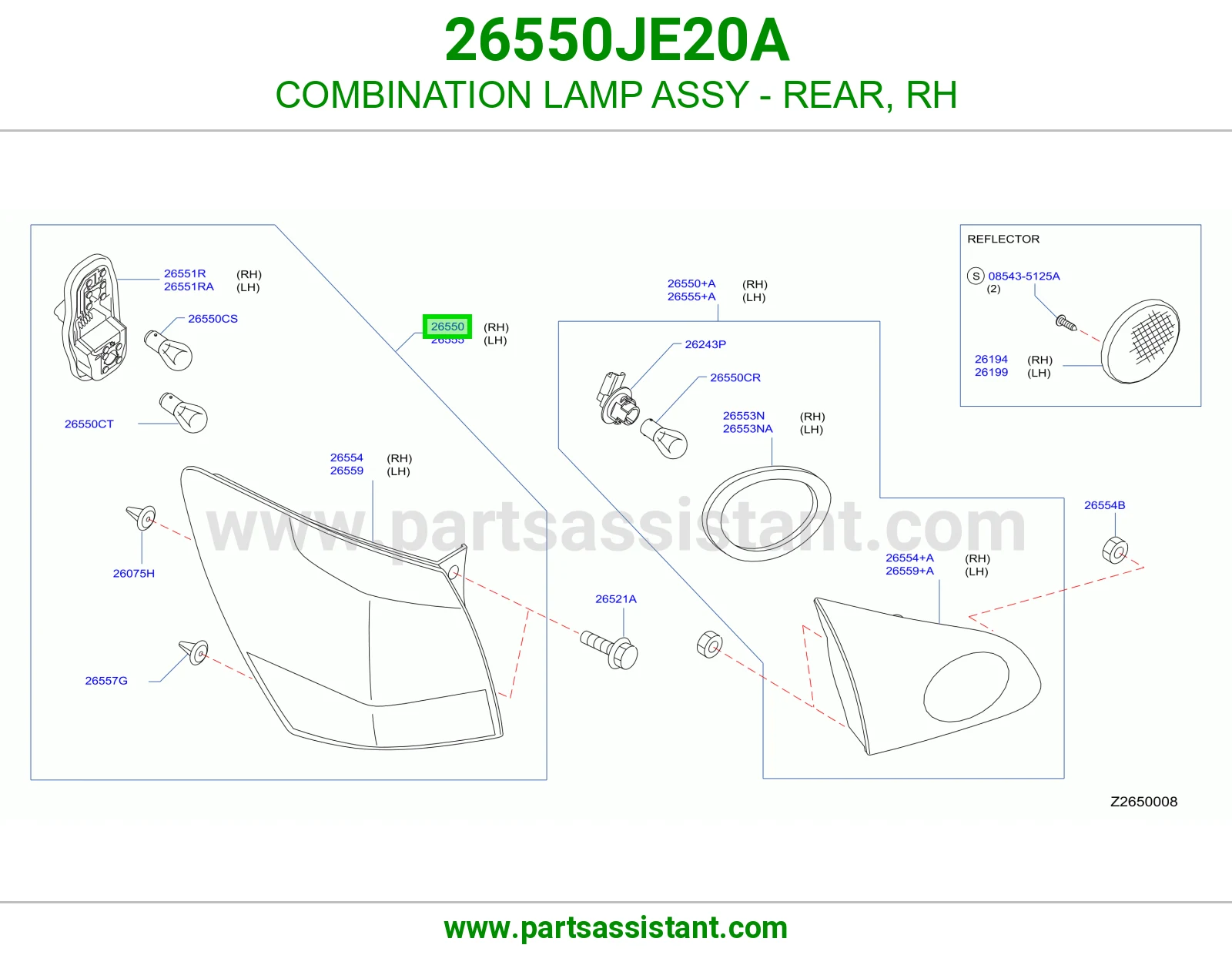 اشاره اسطب خلفي ركن يمين 26550JE20A