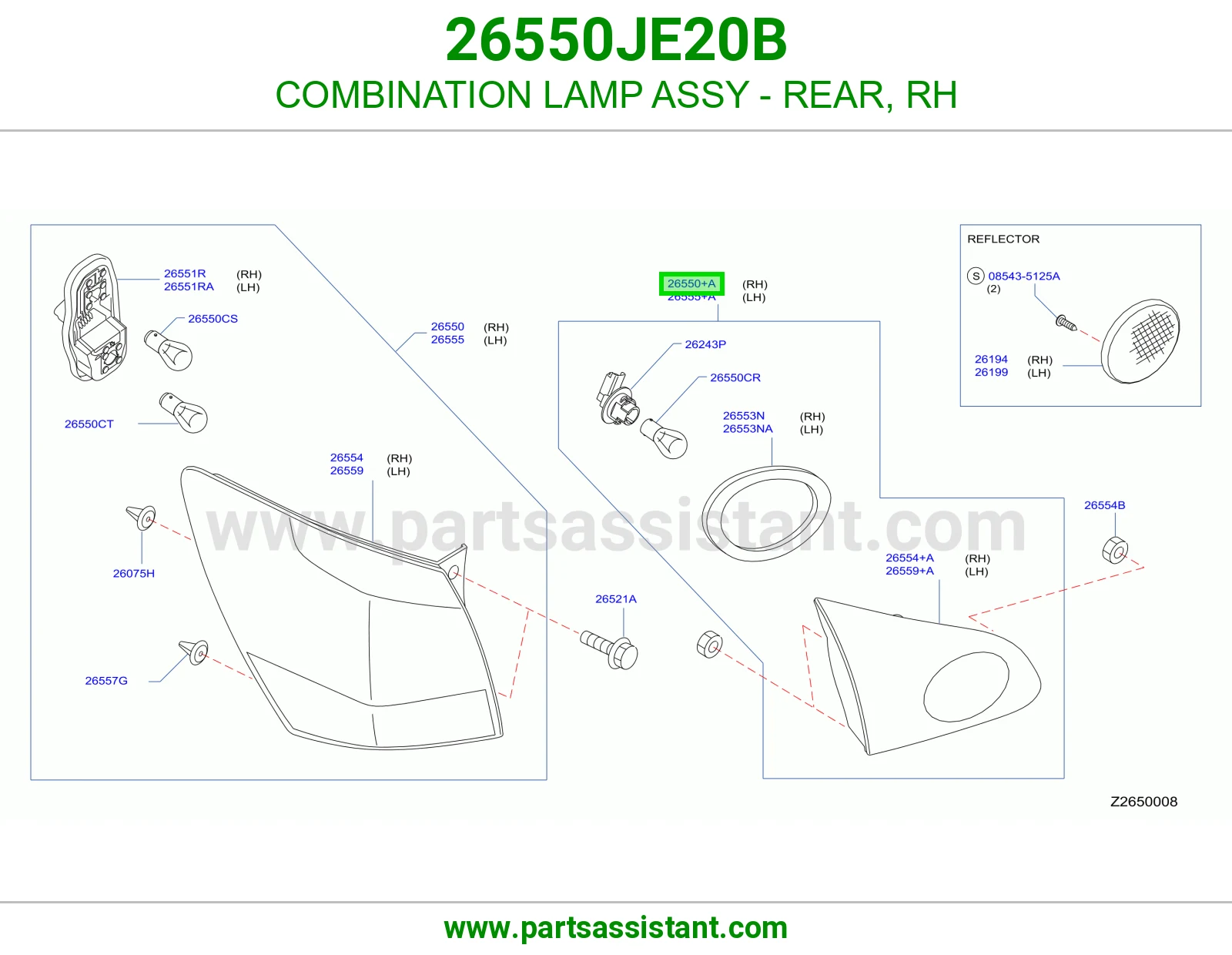 اشاره اسطب خلفي ركن يمين 26550JE20B