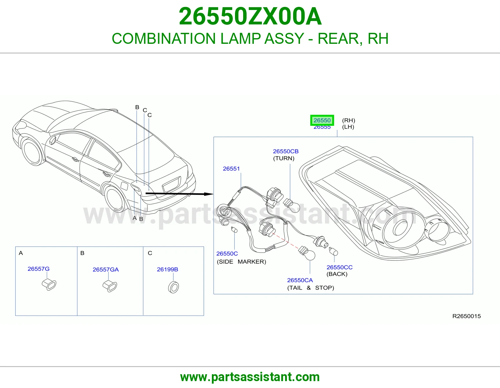 اشاره اسطب خلفي ركن يمين 26550ZX00A