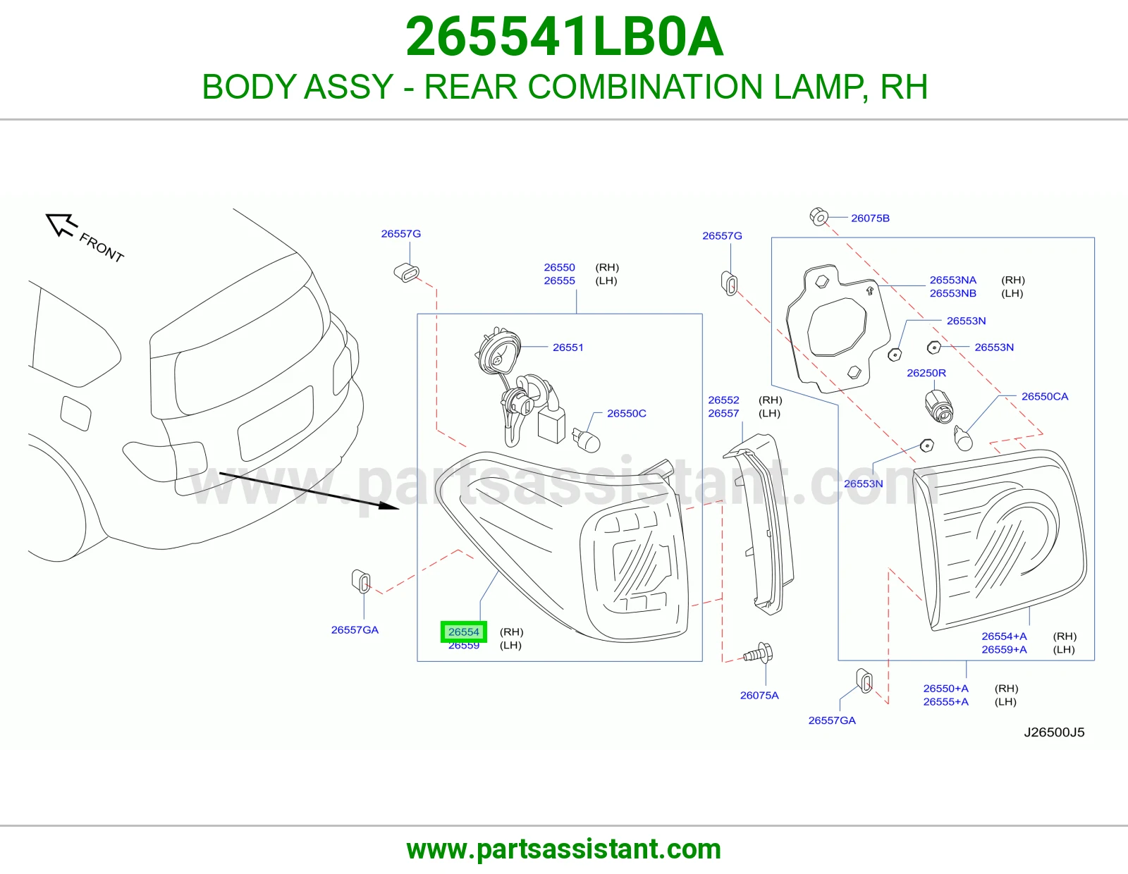 جرم اسطب خلفي يمين 265541LB0A