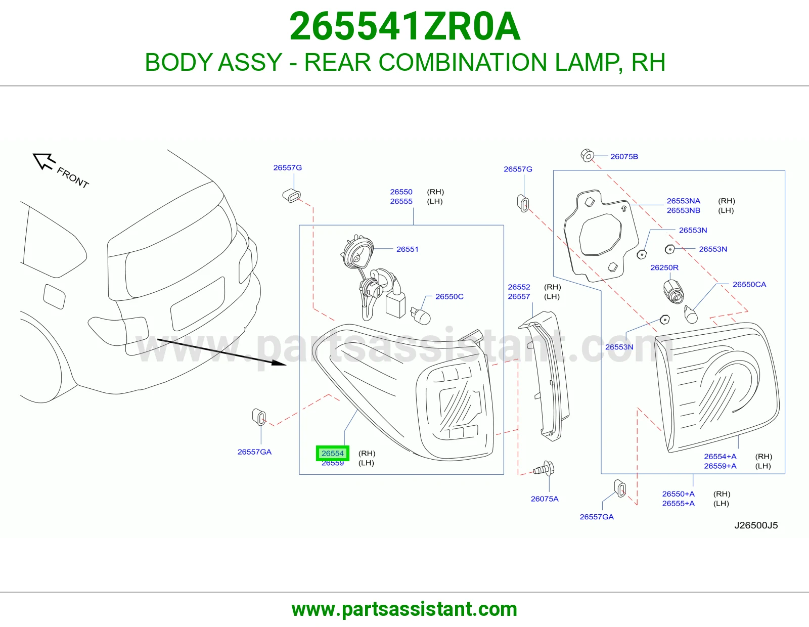 جرم اسطب خلفي يمين 265541ZR0A