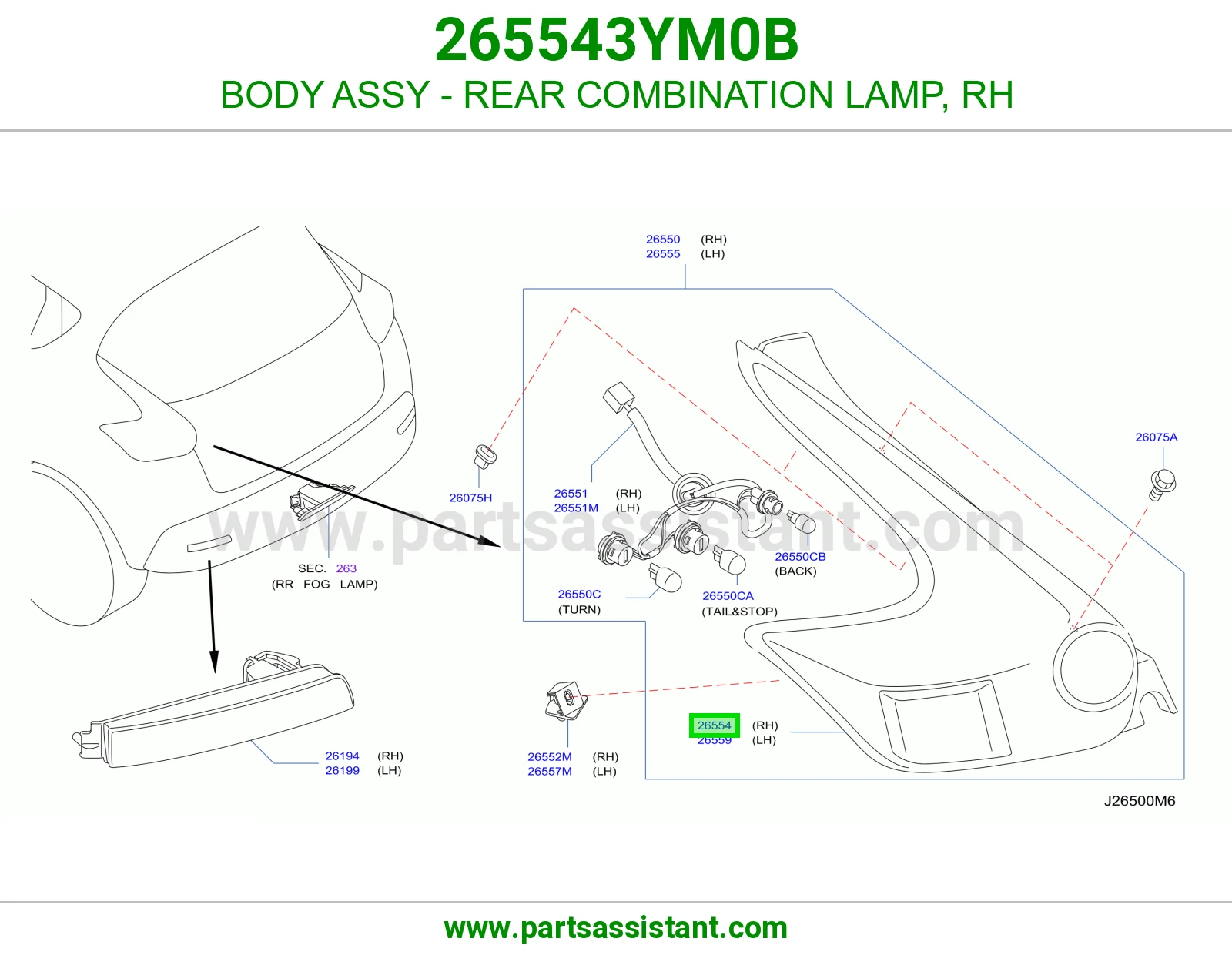 جرم اسطب خلفي يمين 265543YM0B