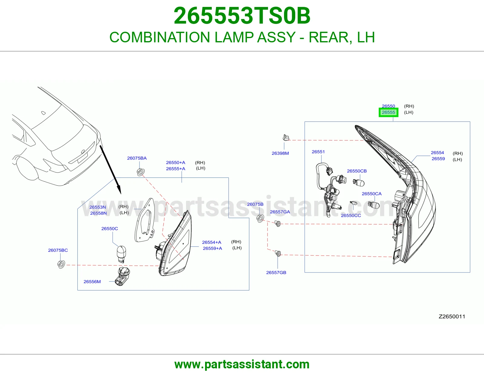 اسطب خلفي يسار 265553TS0B