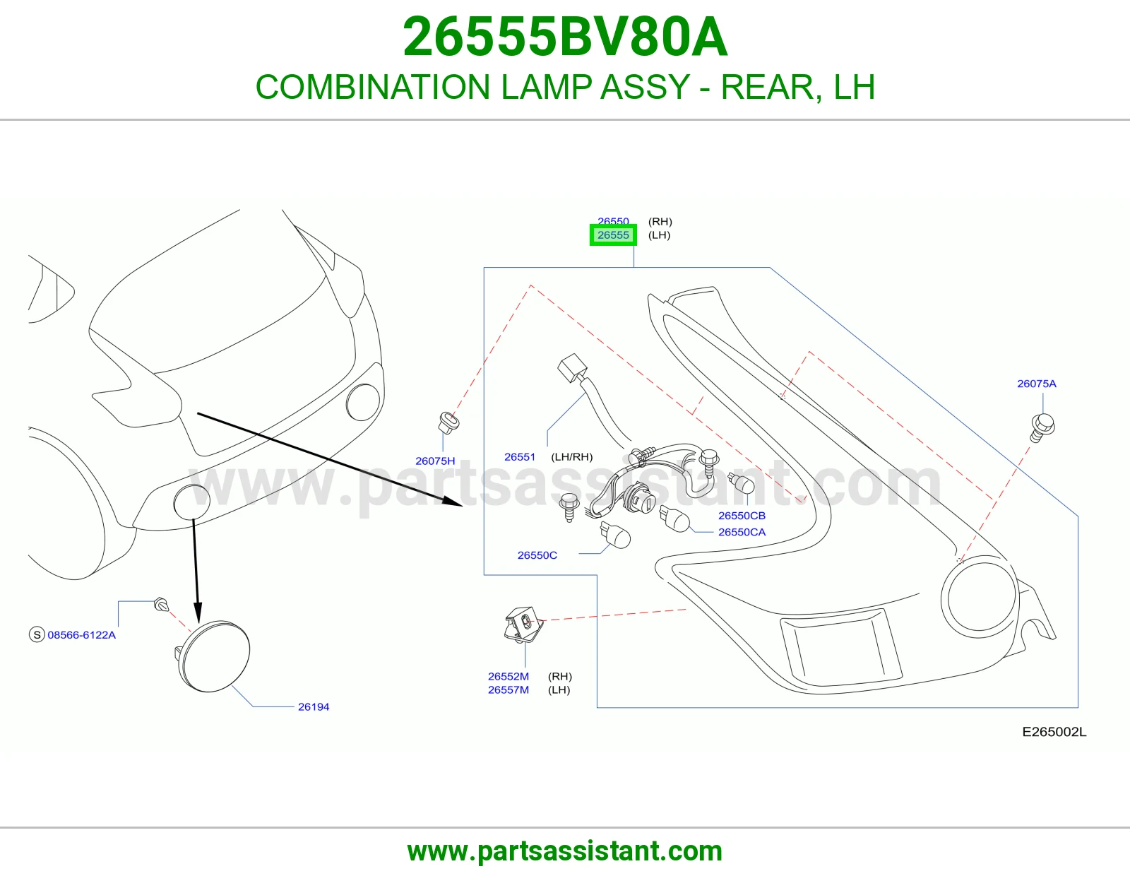 اسطب خلفي يسار 26555BV80A