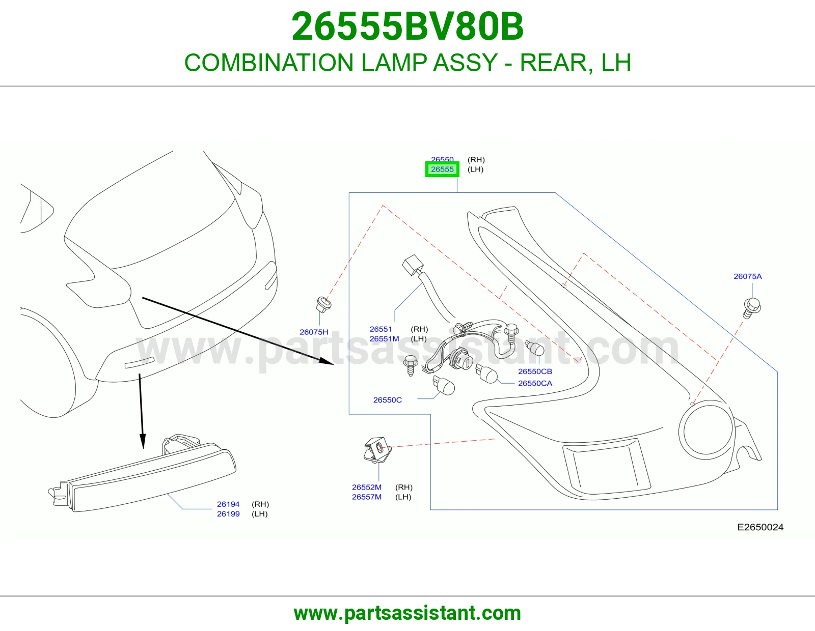 اسطب خلفي يسار 26555BV80B