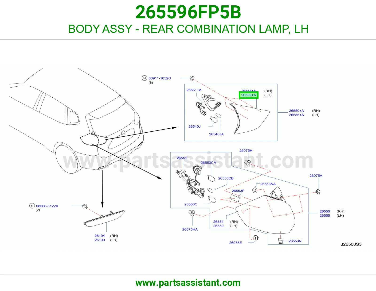 جرم اسطب خلفي يسار 265596FP5B
