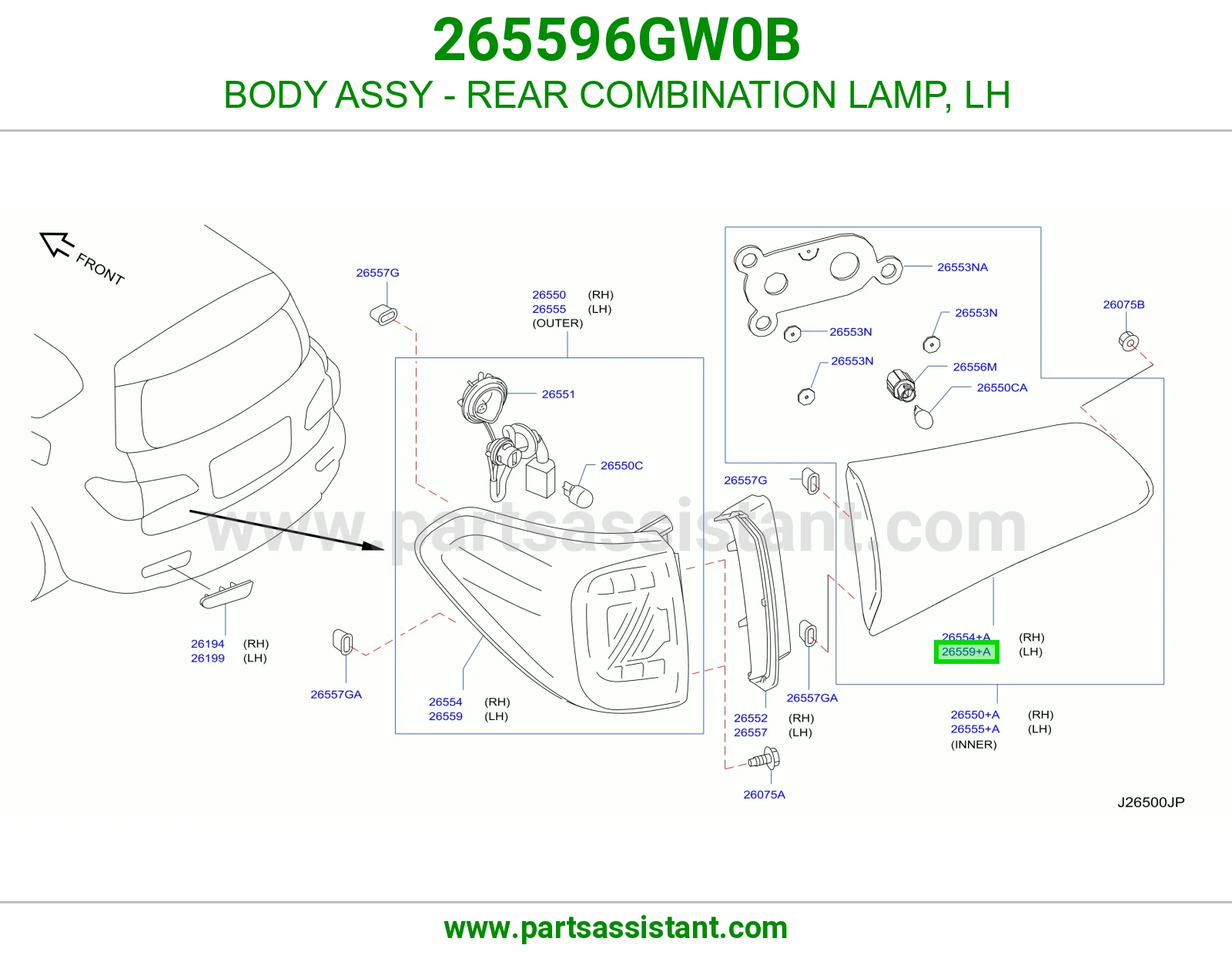 جرم اسطب خلفي يسار 265596GW0B