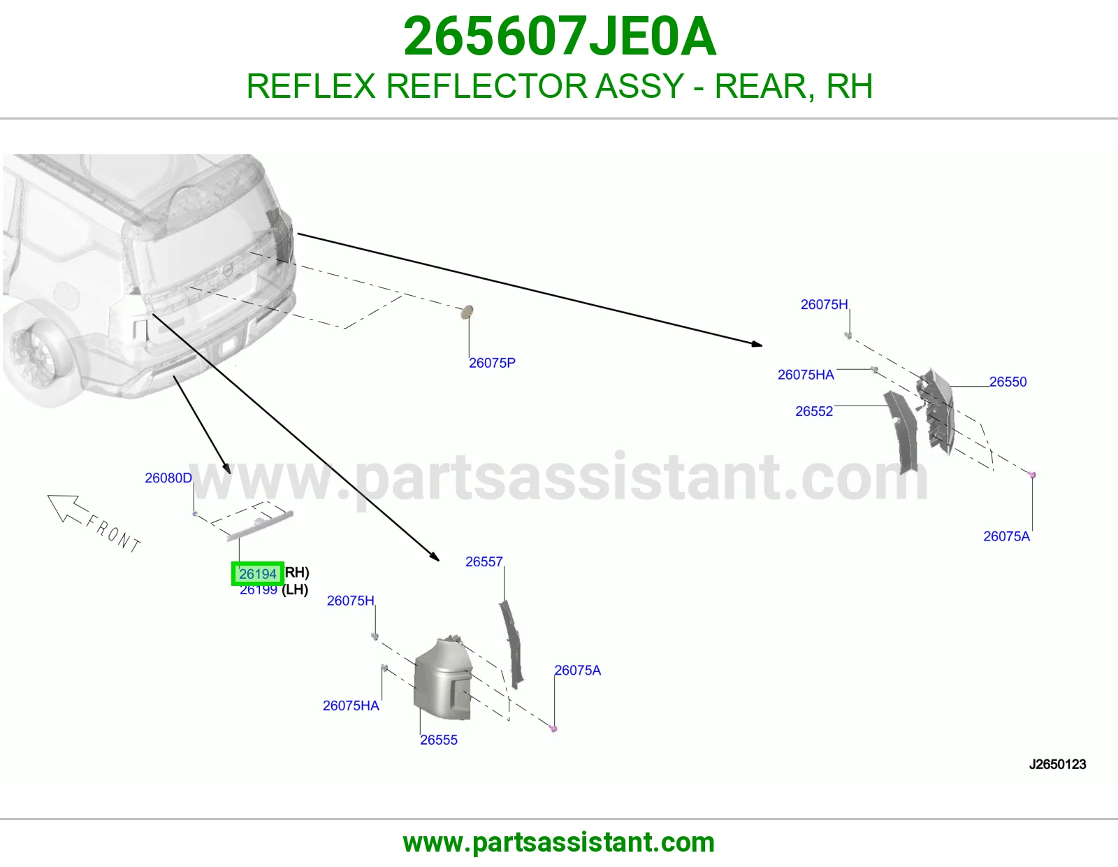 عاكس ضوئي خلفي يمين كامل 265607JE0A