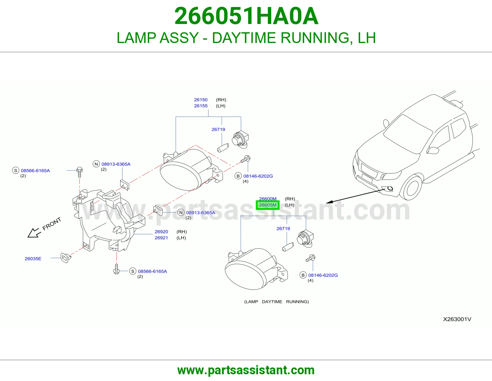 لمبة نور نهاري يسار كاملة 266051HA0A