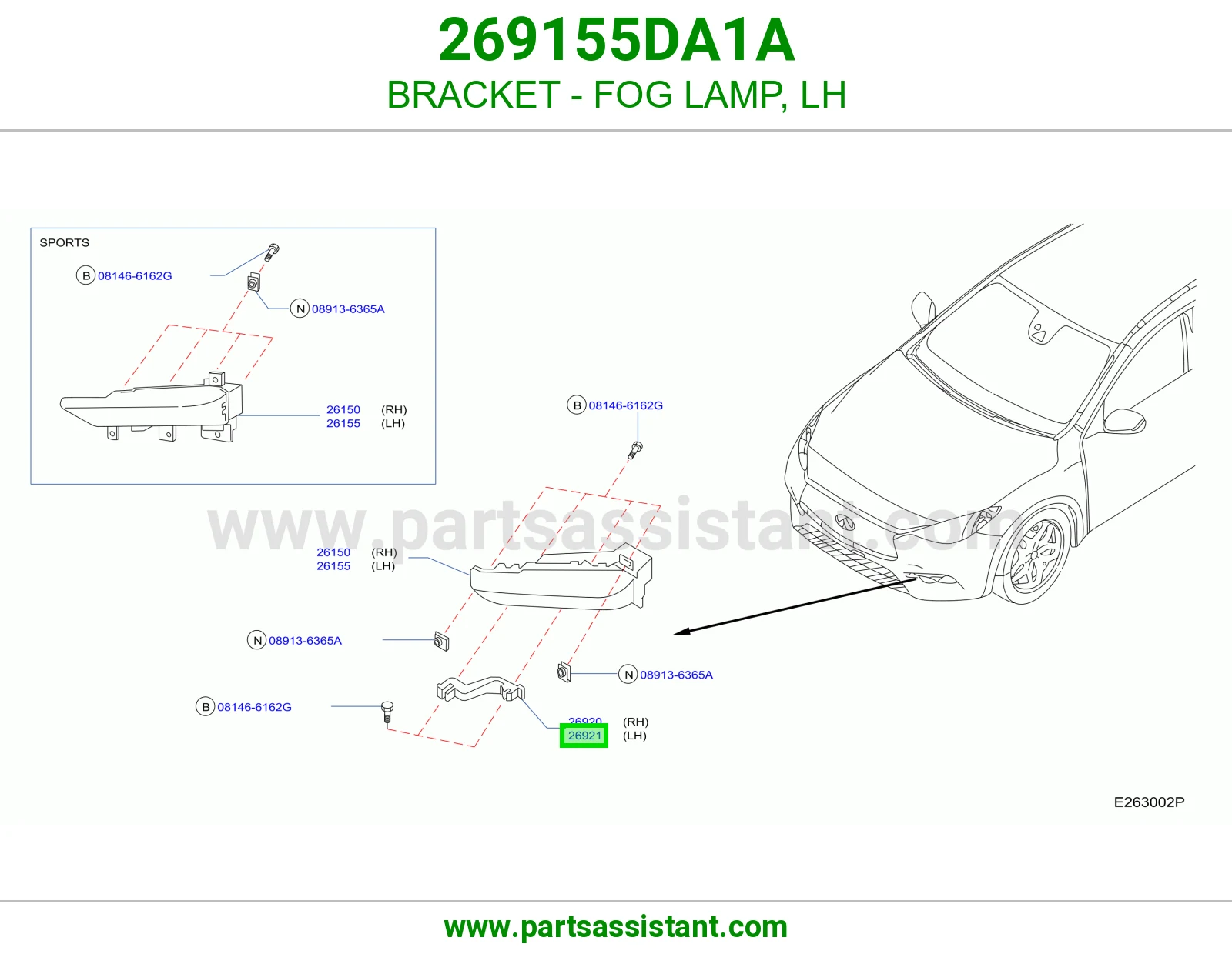 BRACKET - FOG LAMP, LH 269155DA1A