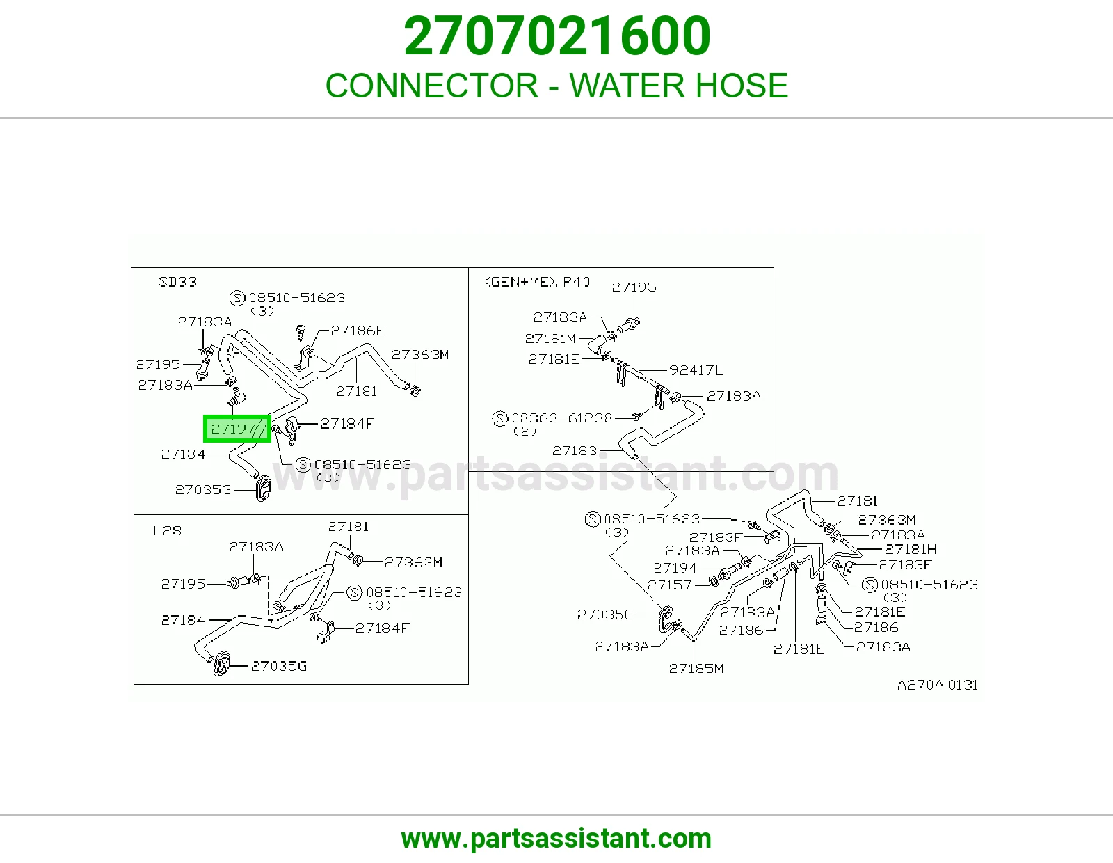 CONNECTOR - WATER HOSE 2707021600