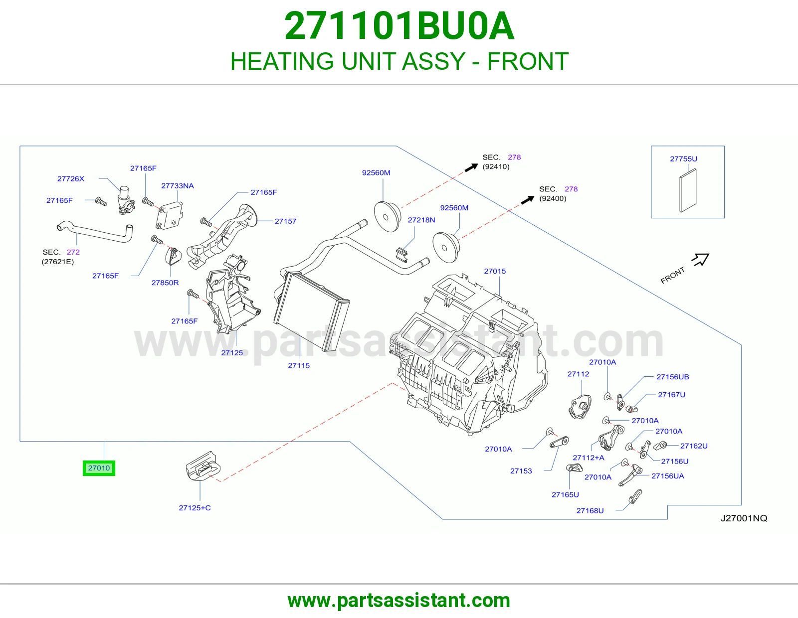 HEATING UNIT ASSY - FRONT 271101BU0A