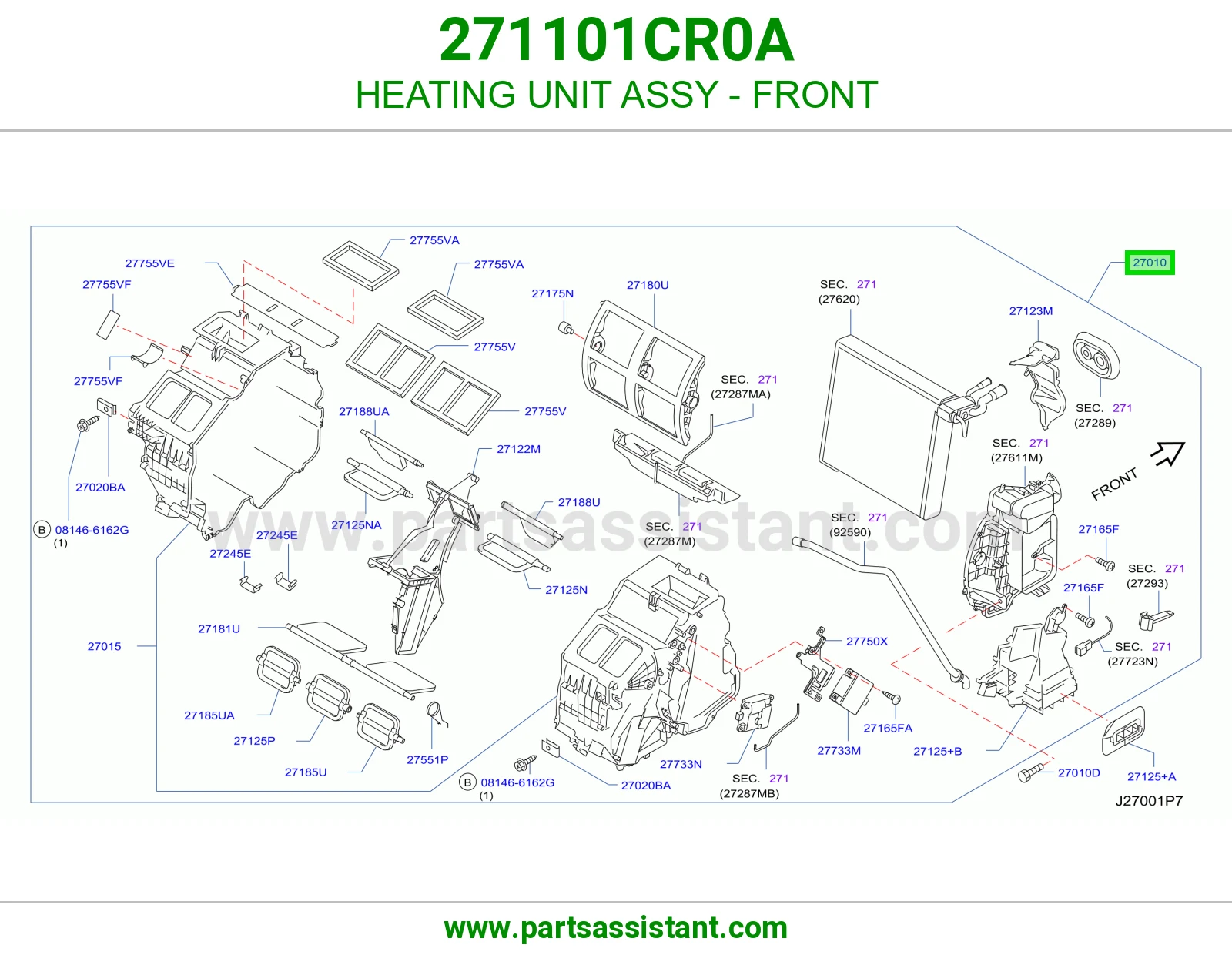 HEATING UNIT ASSY - FRONT 271101CR0A