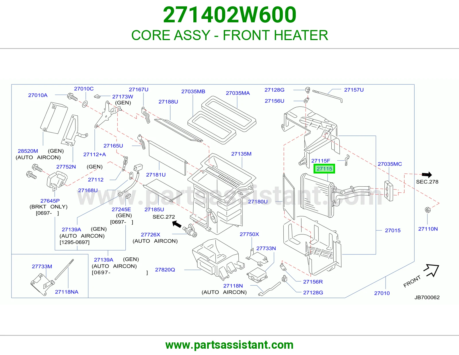 CORE ASSY - FRONT HEATER 271402W600