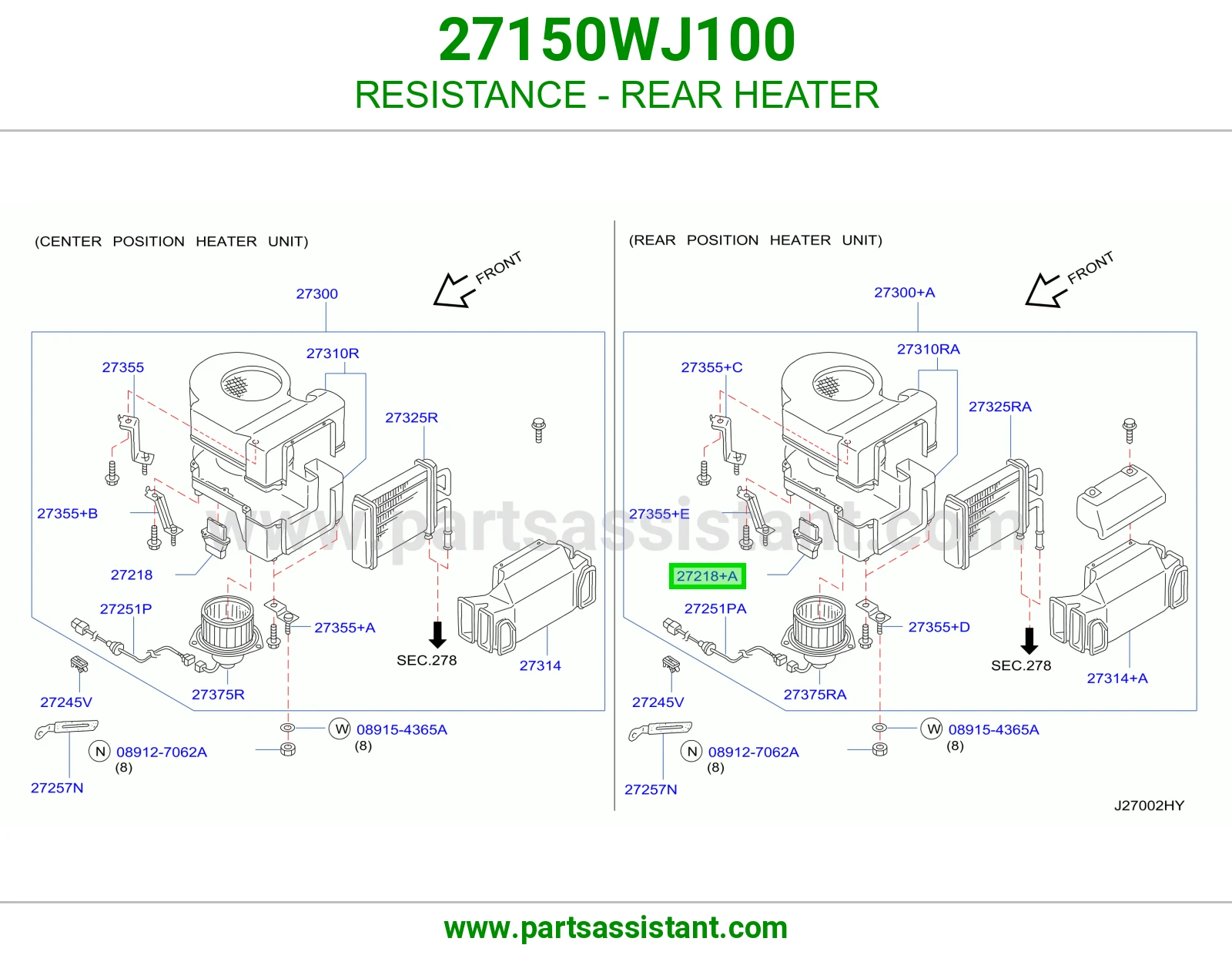 مقاومة دفاية خلفية 27150WJ100
