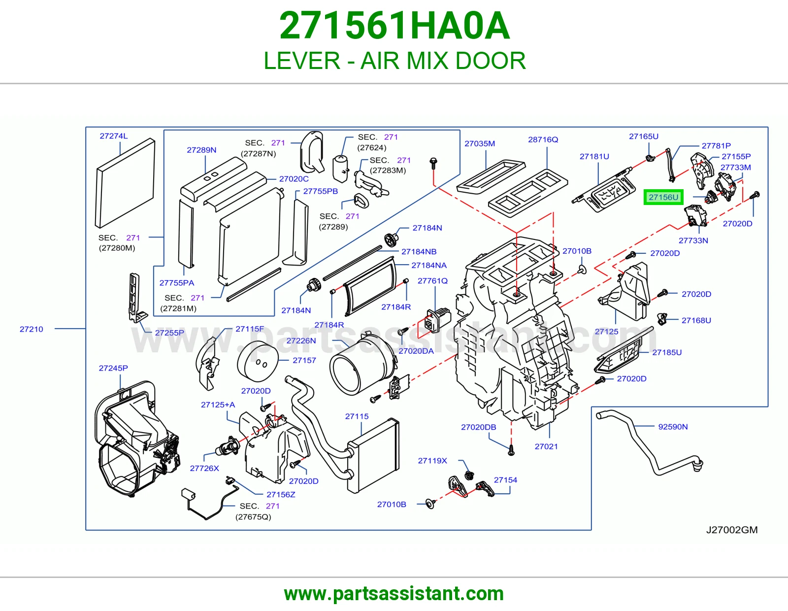 ذراع بوابة خلط الهواء 271561HA0A