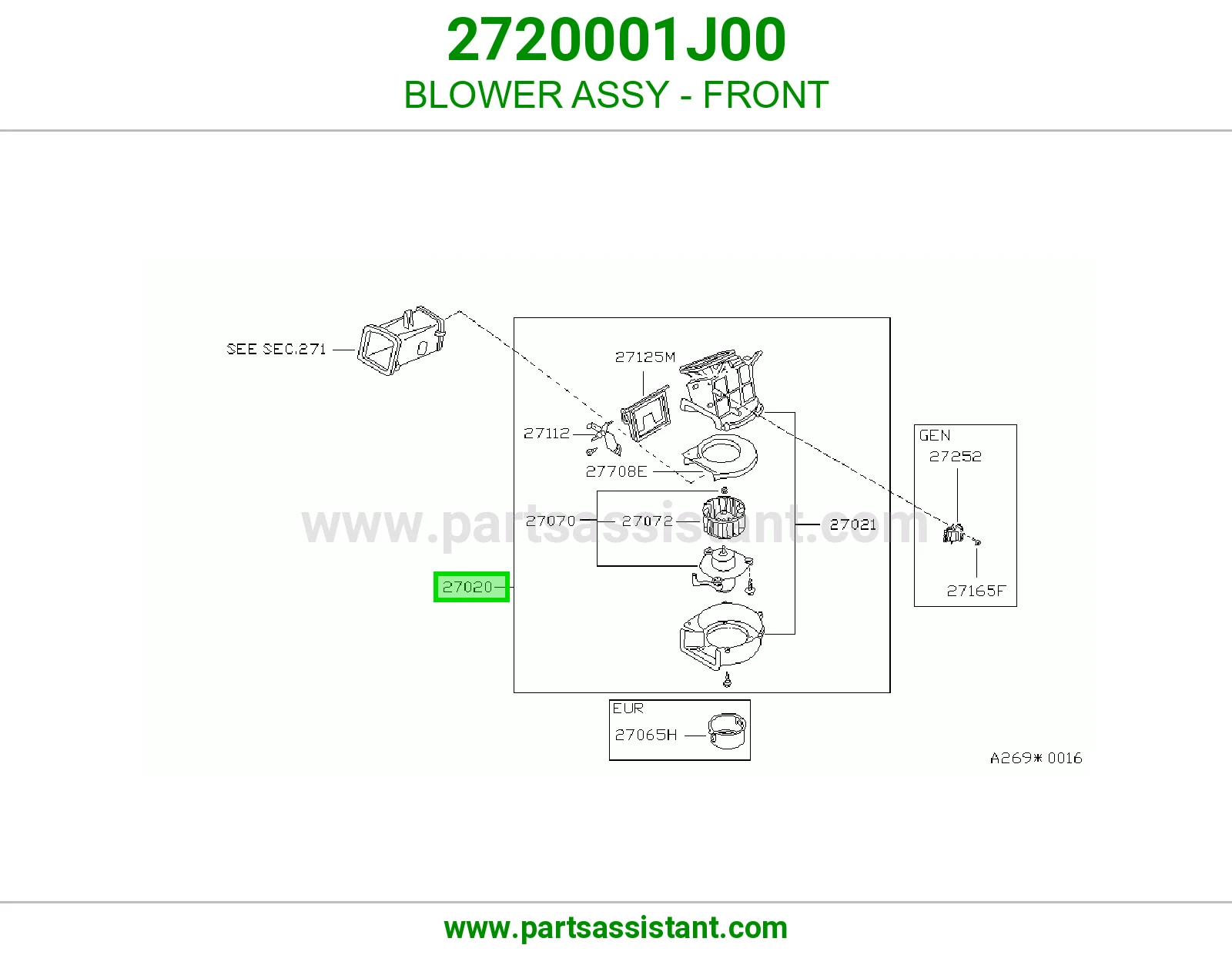 BLOWER ASSY - FRONT 2720001J00