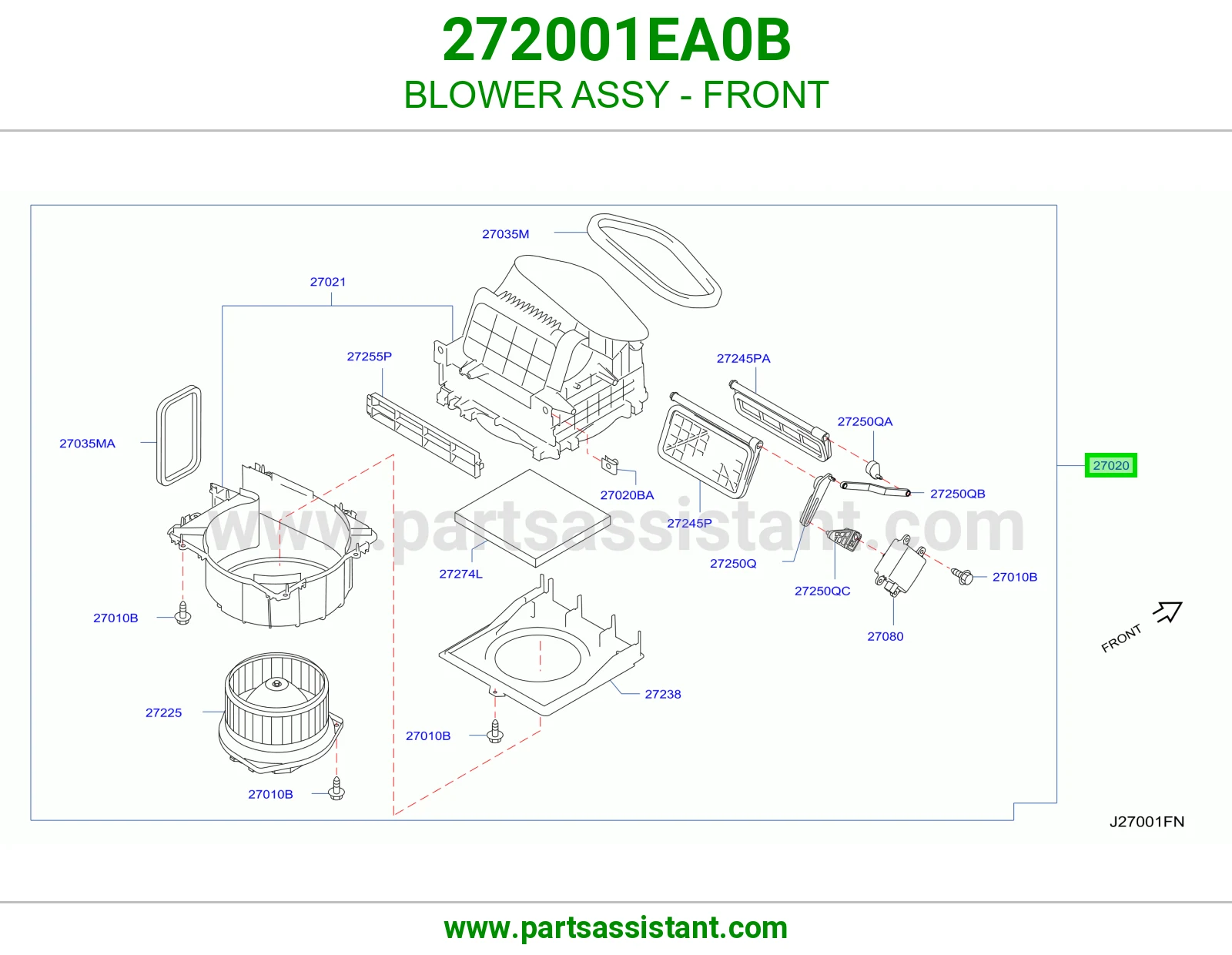 BLOWER ASSY - FRONT 272001EA0B