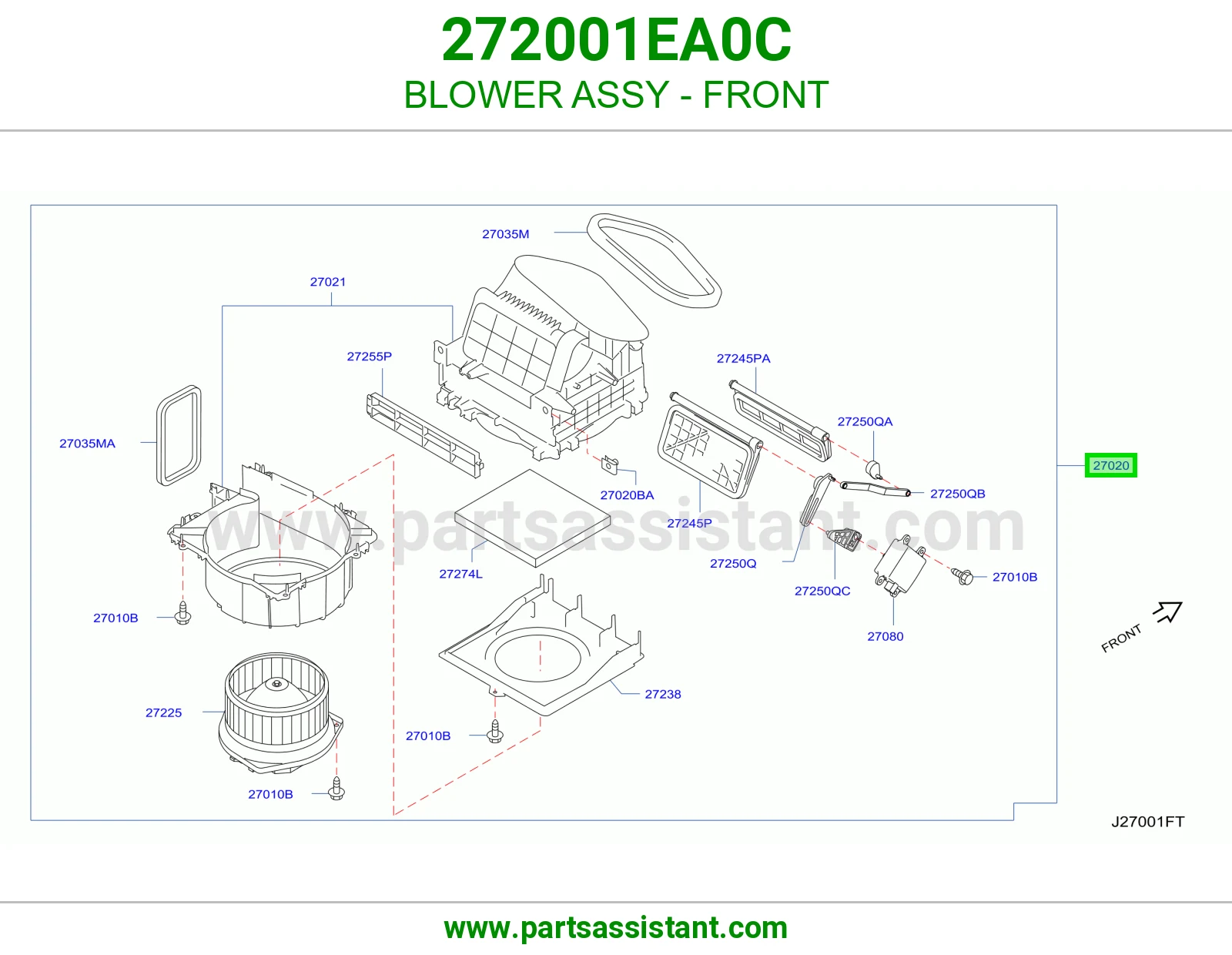 مروحة مكيف أمامي كاملة 272001EA0C