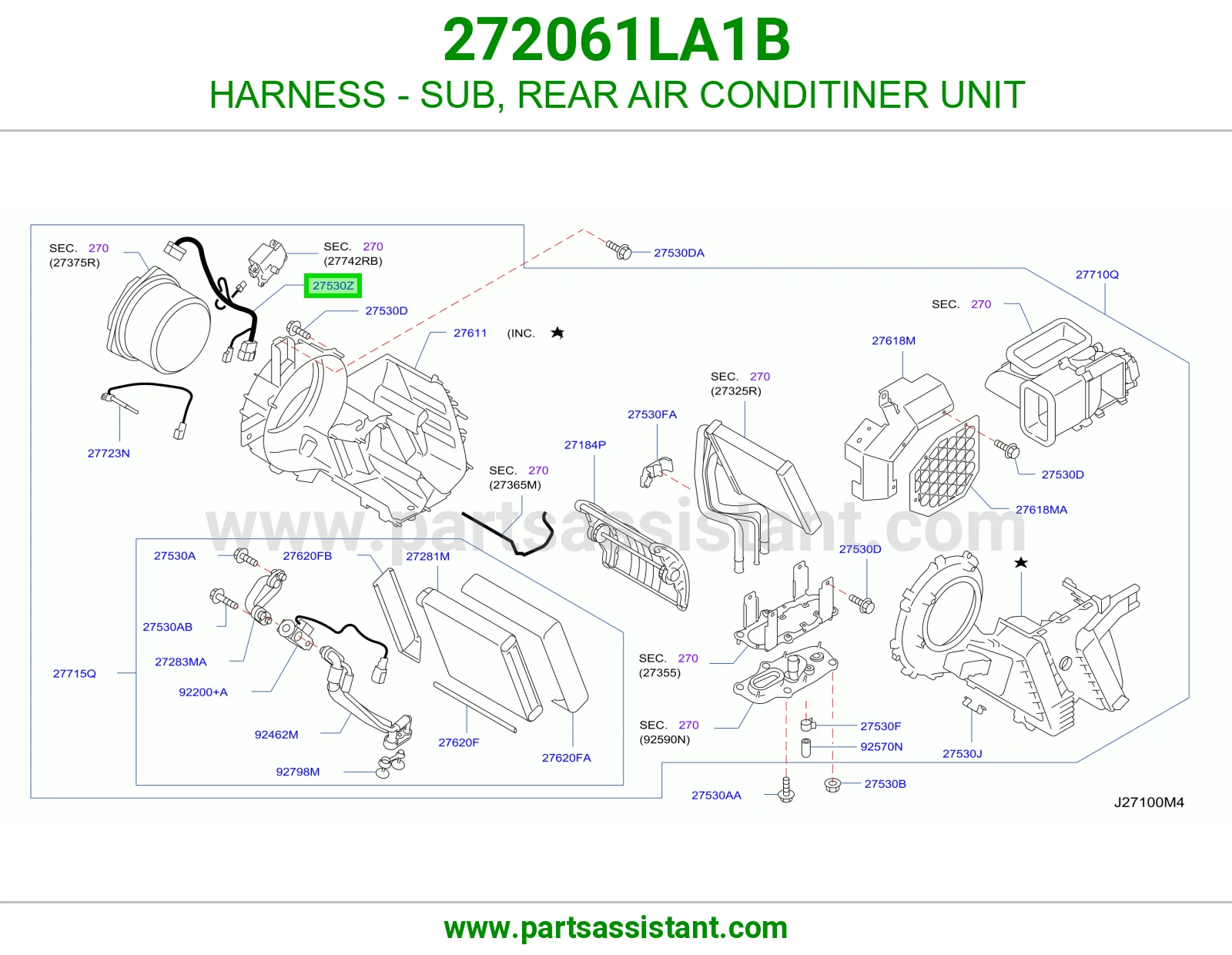ضفيرة فرعي وحدة المكيف الخلفي 272061LA1B