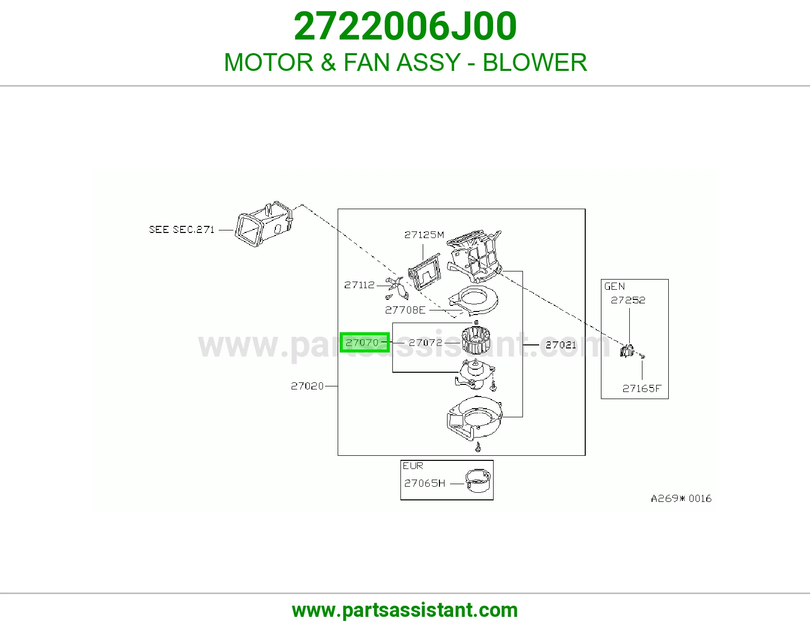 مروحه داخل طبلون 2722006J00
