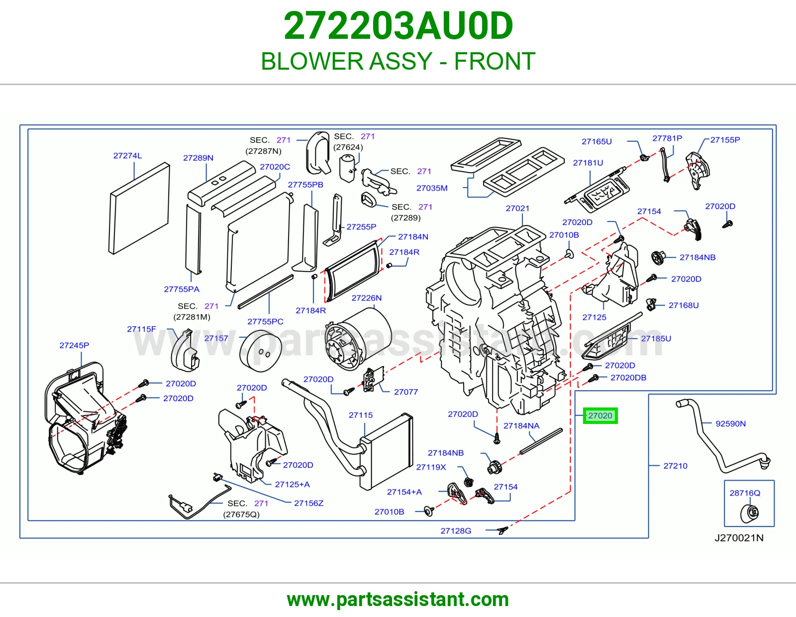 مروحة مكيف أمامي كاملة 272203AU0D