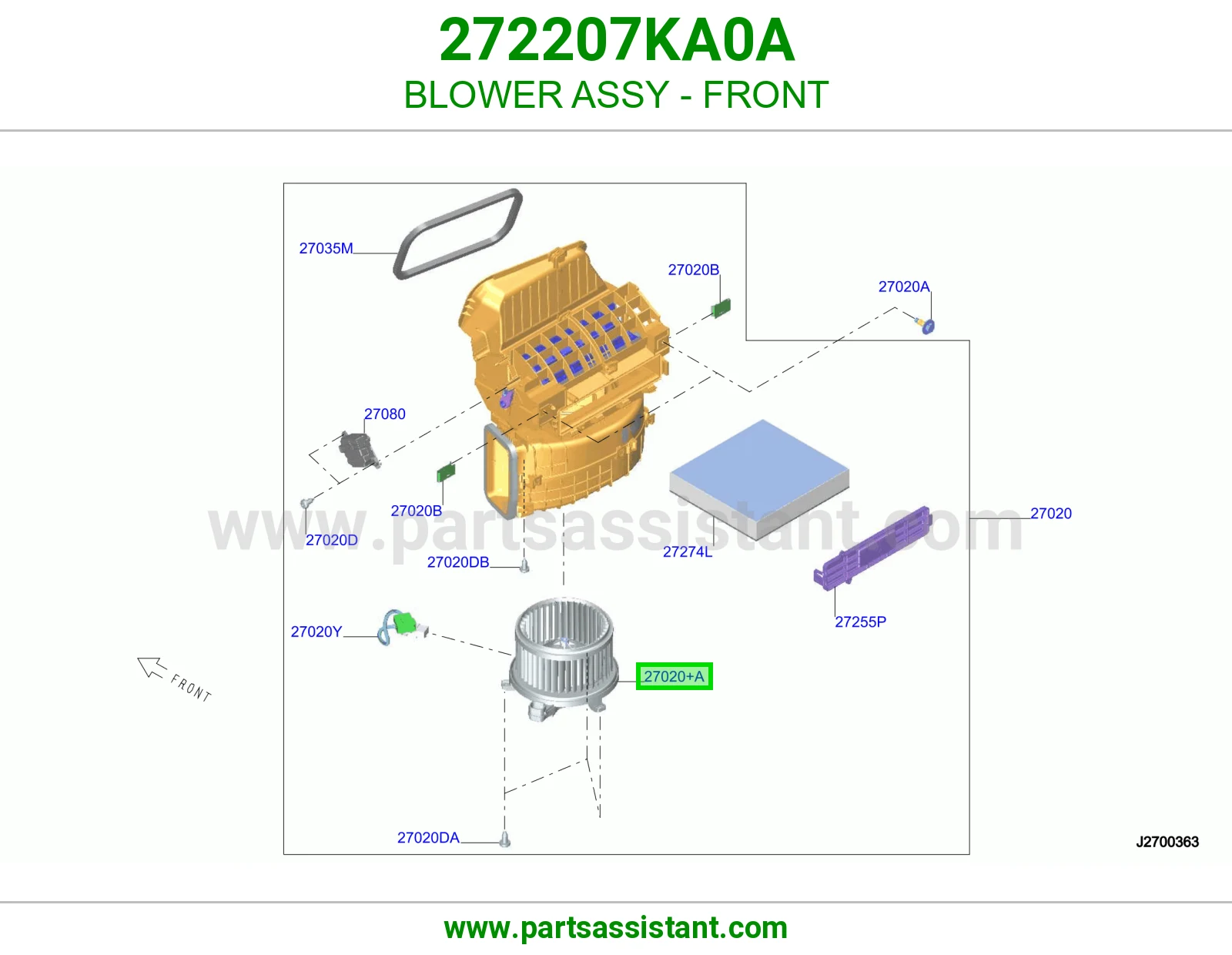 مروحة مكيف أمامي كاملة 272207KA0A