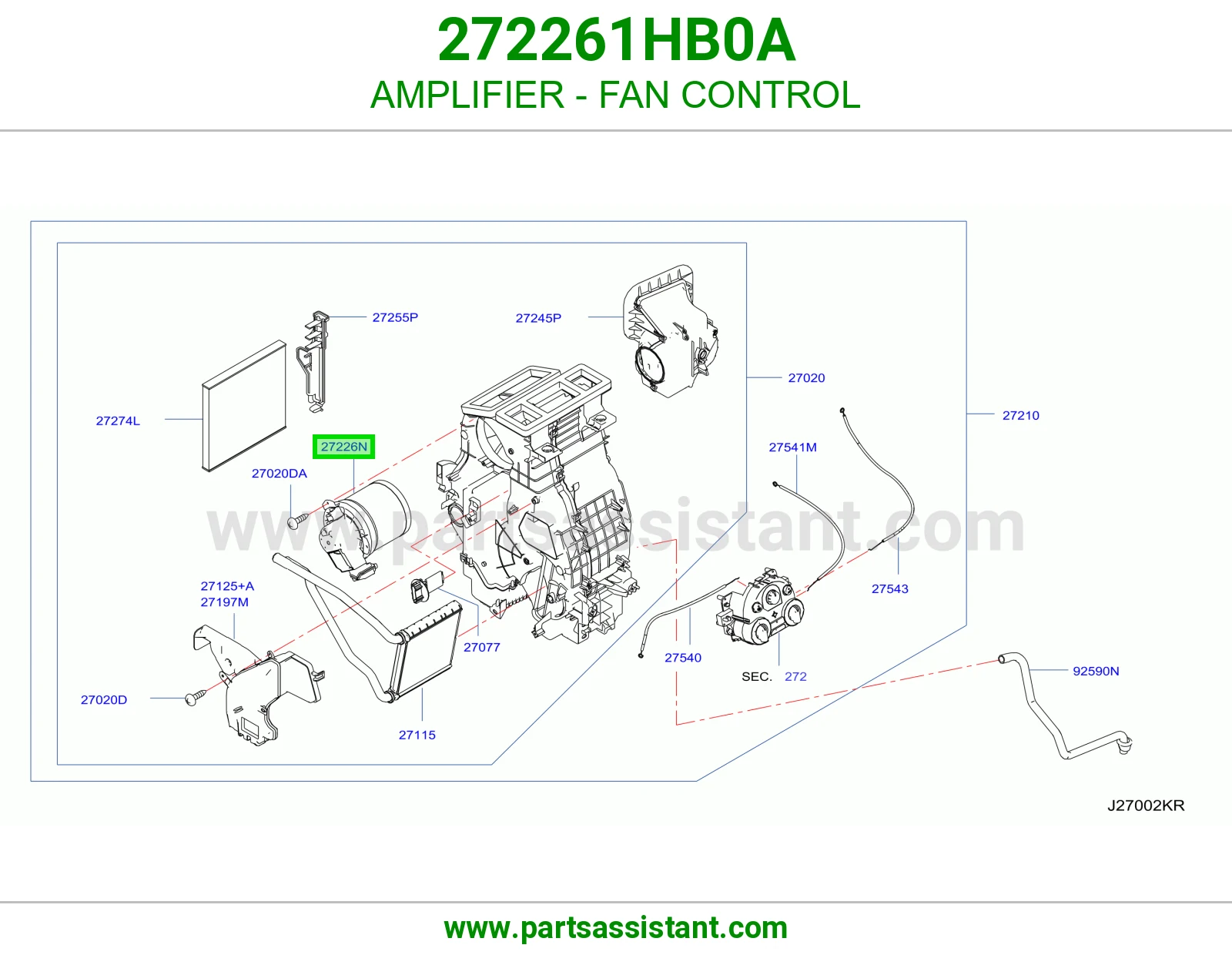 مروحه داخل طبلون 272261HB0A
