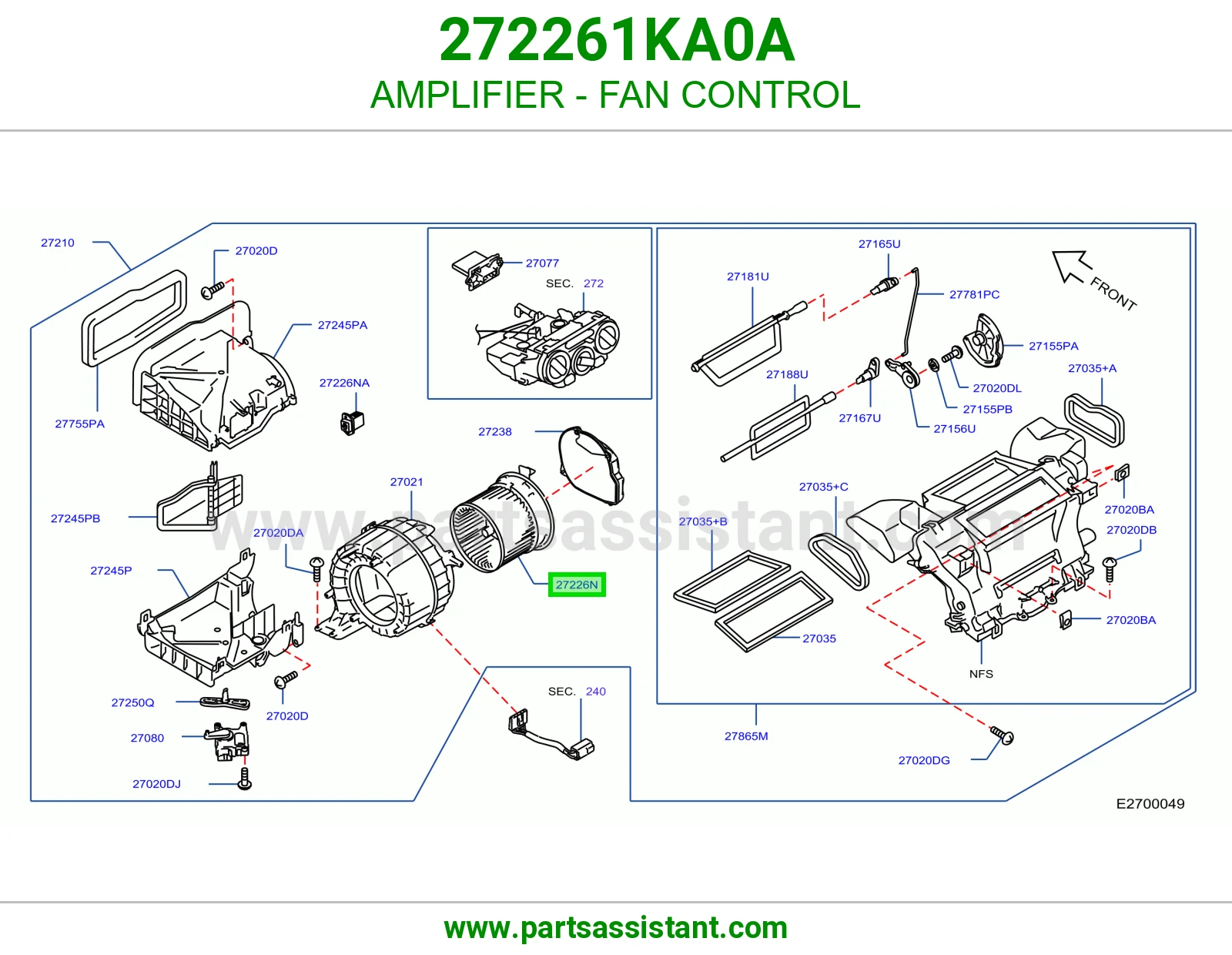 مروحه داخل طبلون 272261KA0A