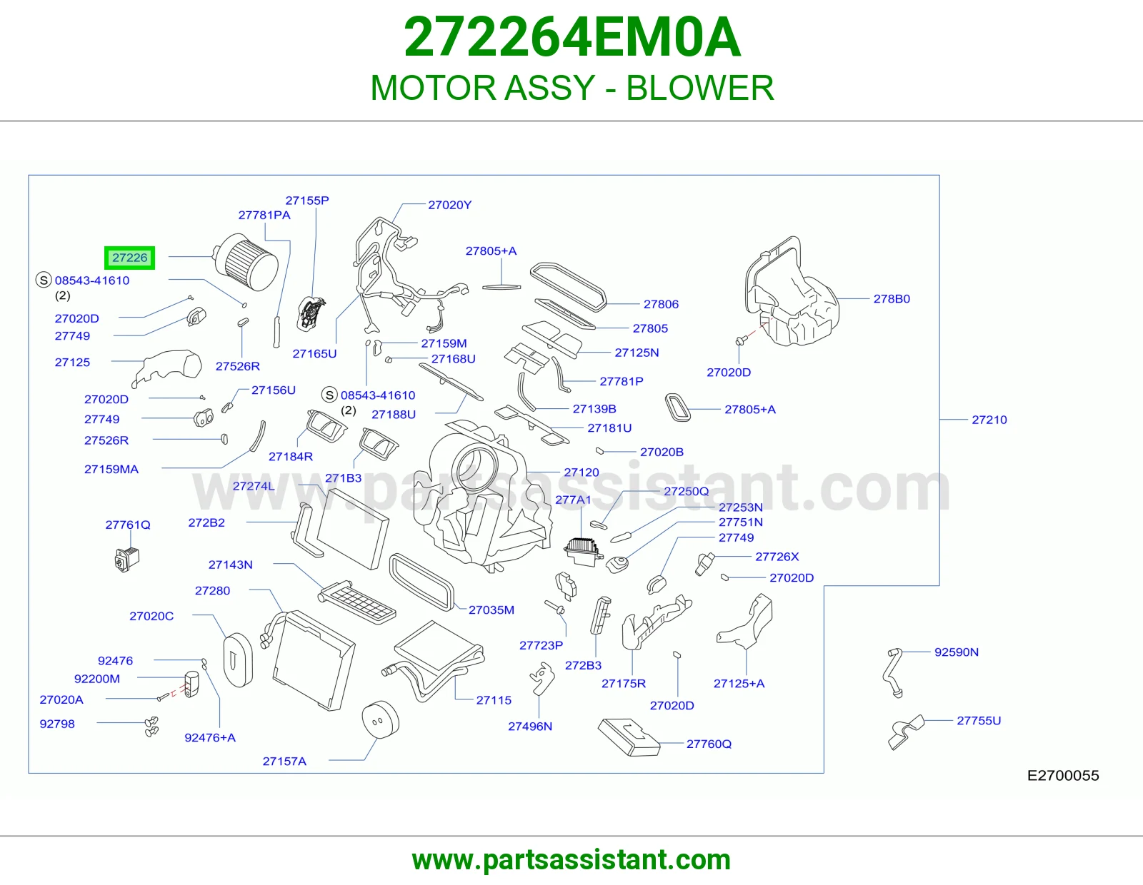 مروحه داخل طبلون 272264EM0A