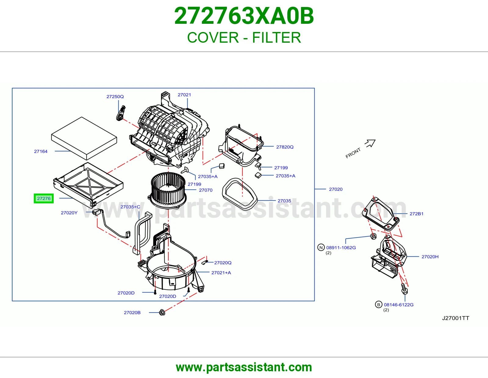 غطا فلتر مكيف 272763XA0B