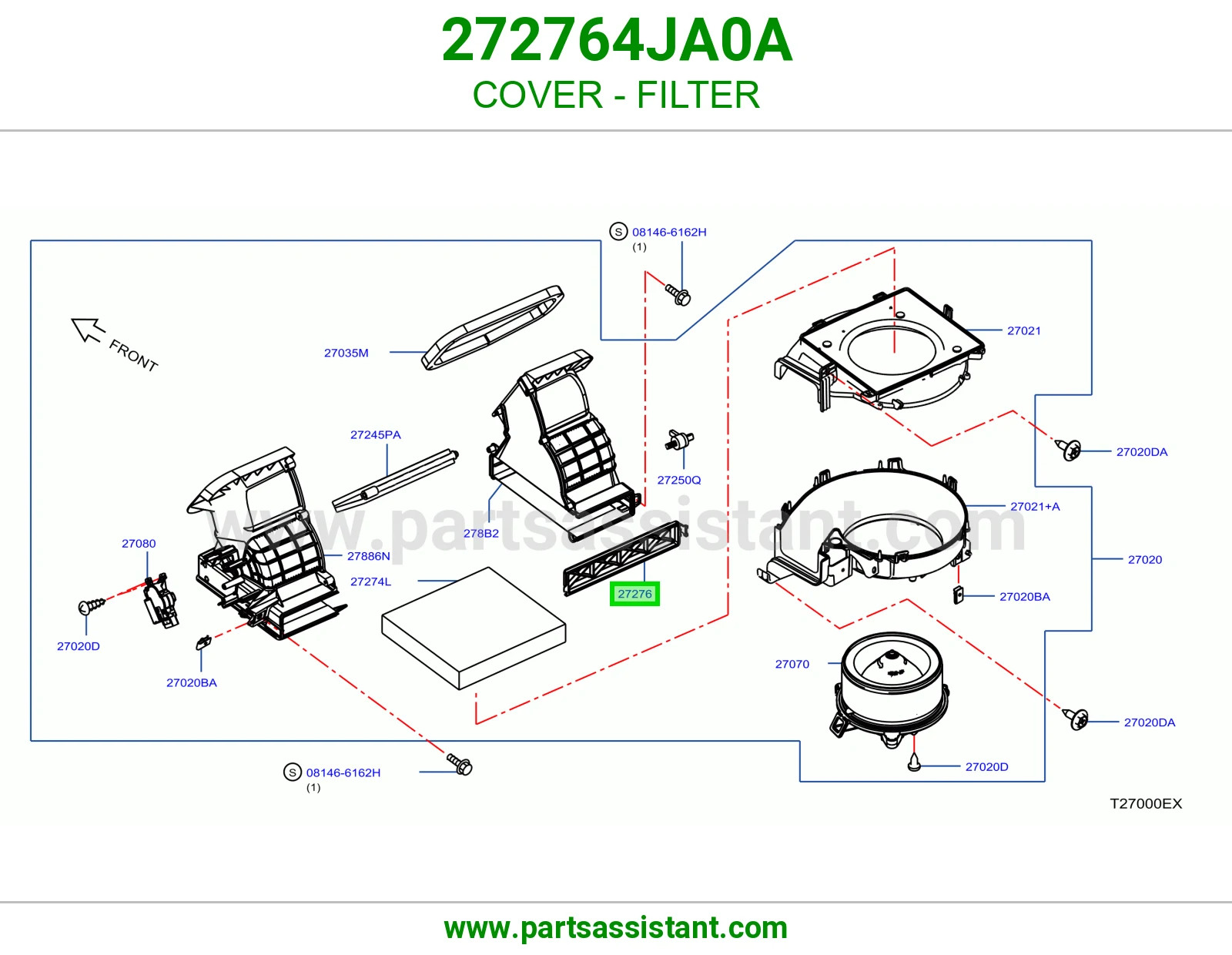 عمود باب مروحة سحب هواء 272764JA0A