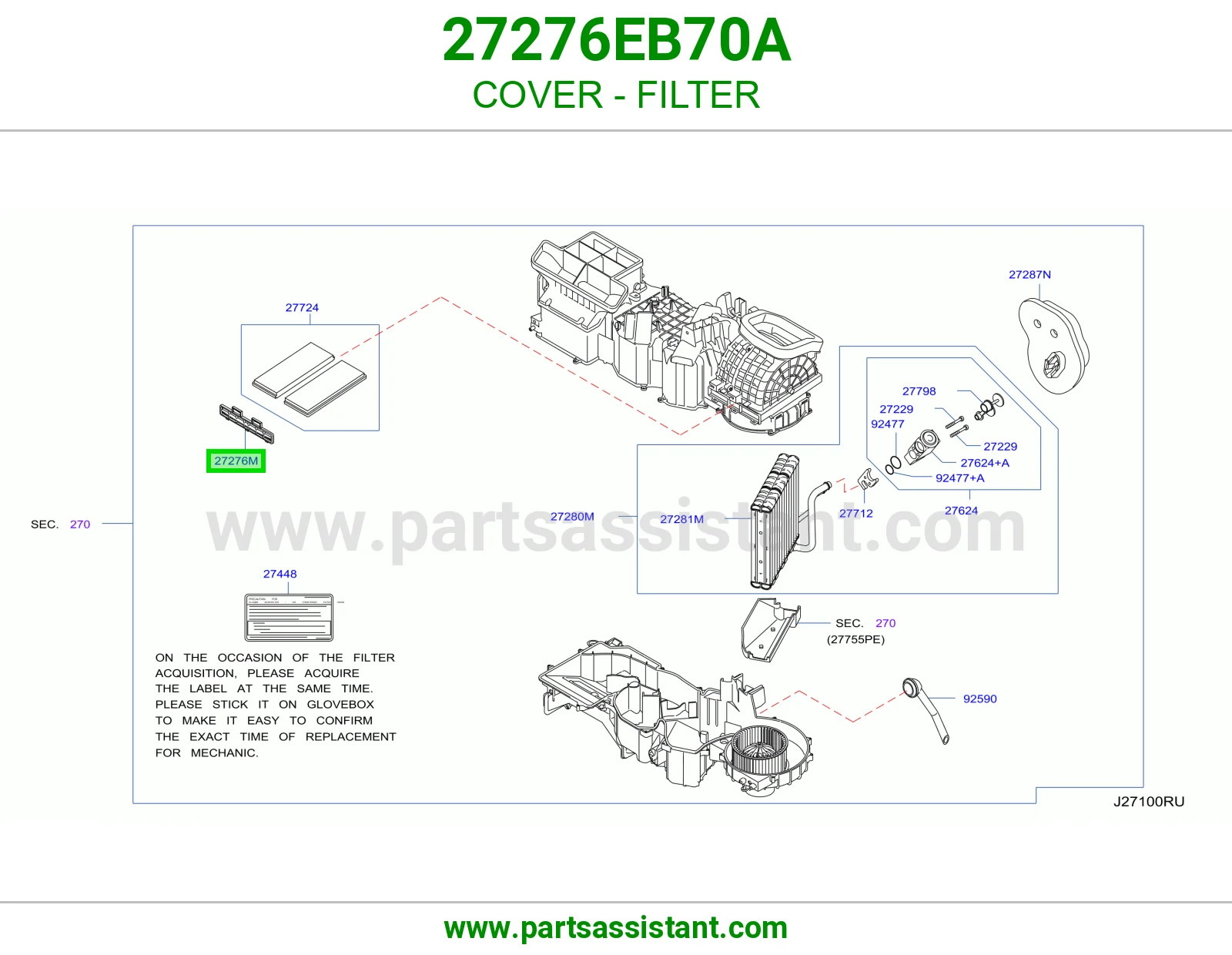 غطاء فلتر 27276EB70A