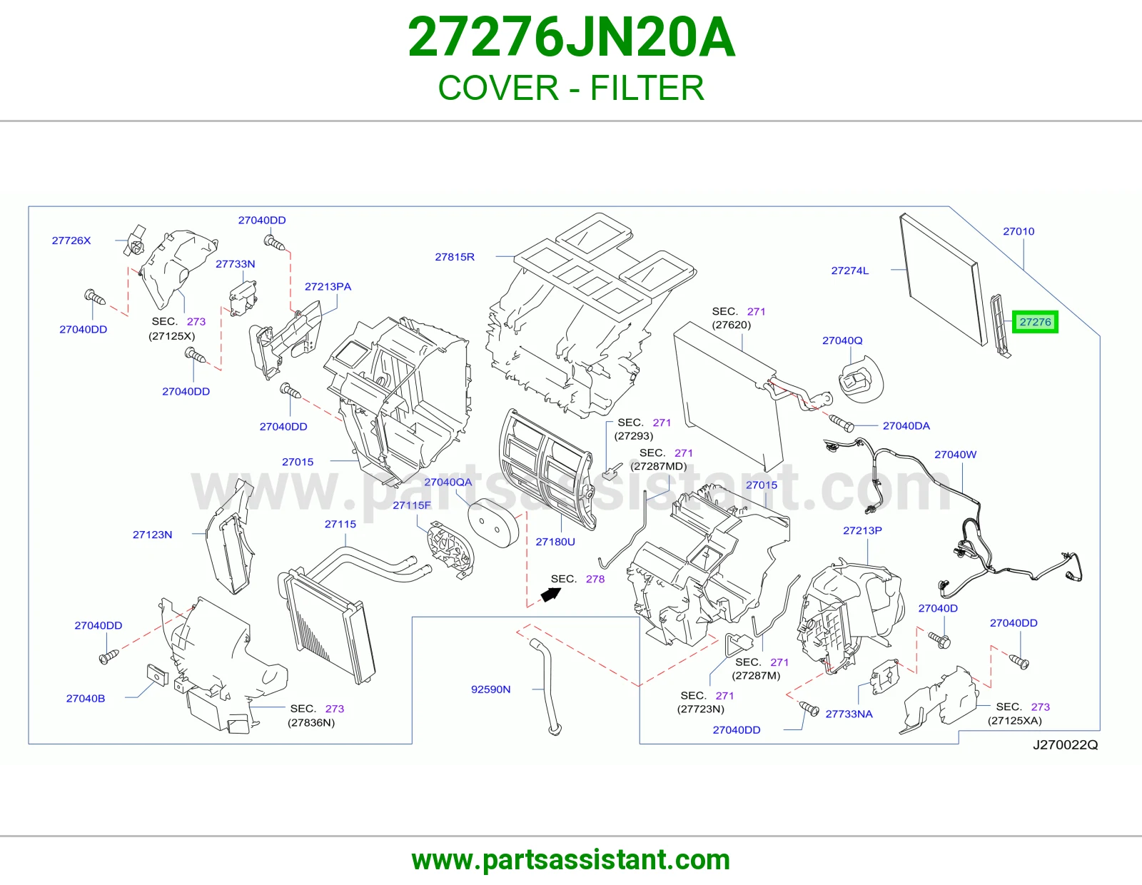 غطا فلتر مكيف 27276JN20A