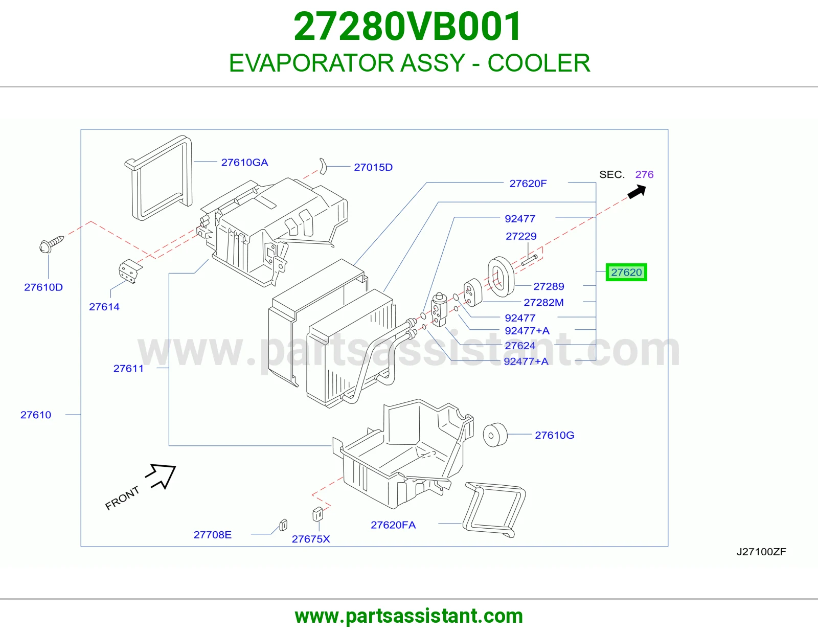 EVAPORATOR ASSY - COOLER 27280VB001