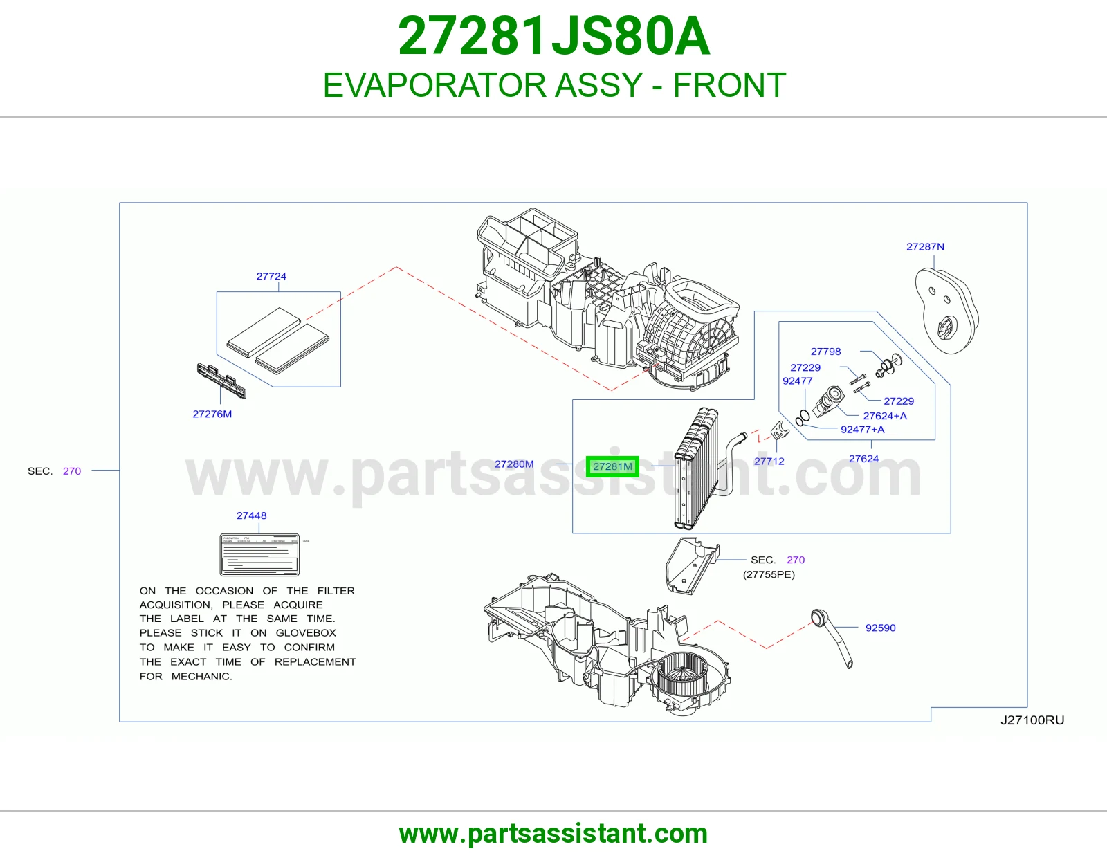 ثلاجة مكيف أمامي كاملة 27281JS80A