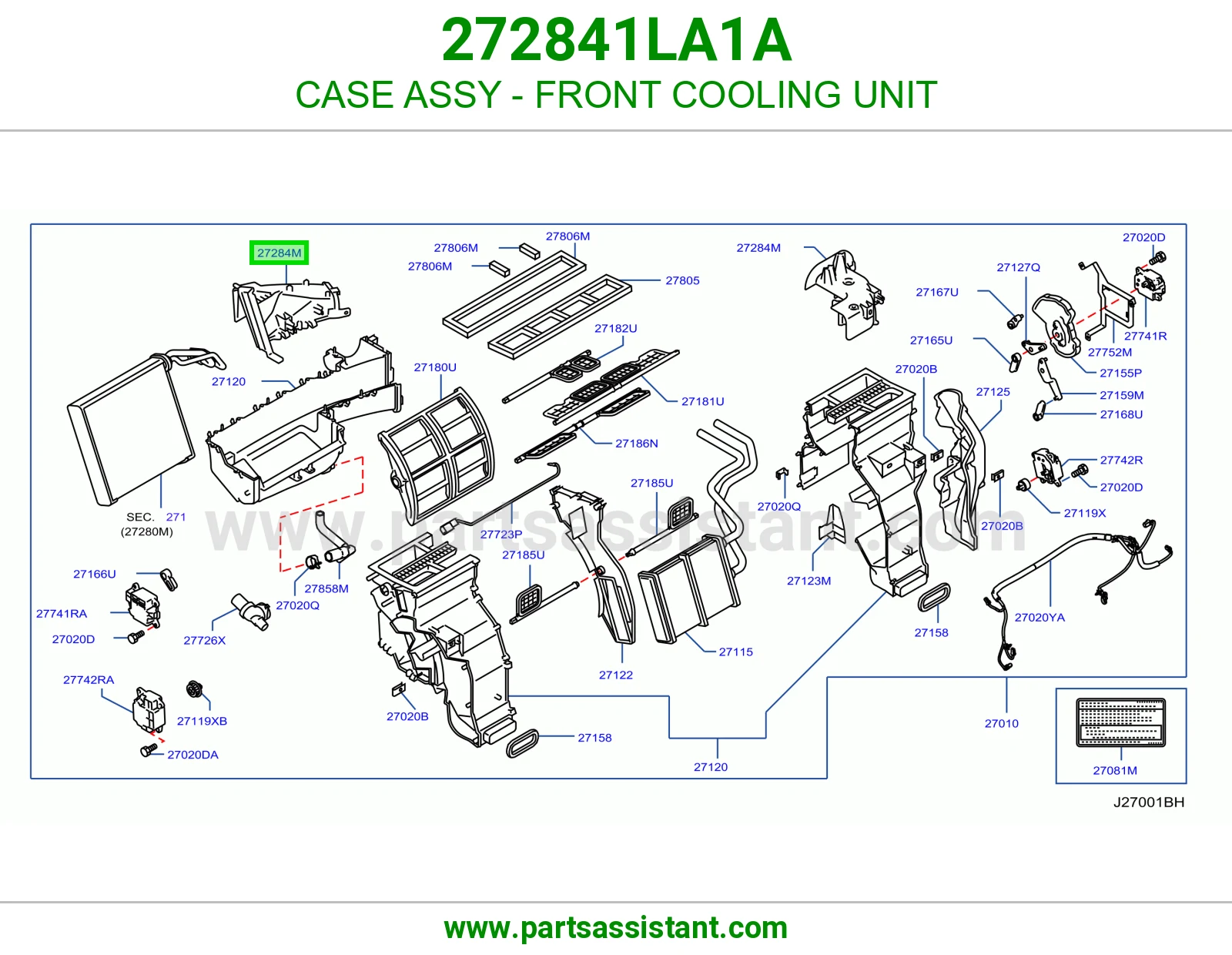 علبة ثلاجة مكيف أمامي كاملة 272841LA1A