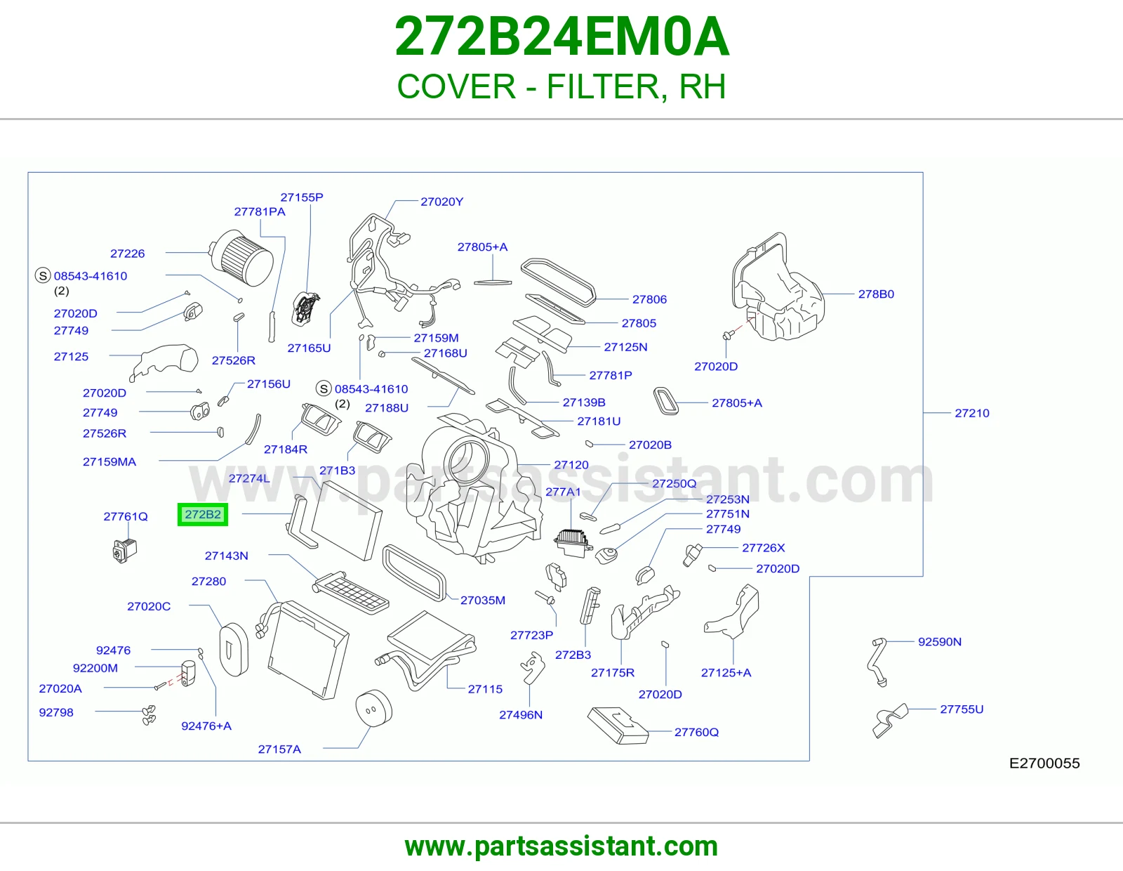 غطاء فلتر يمين 272B24EM0A